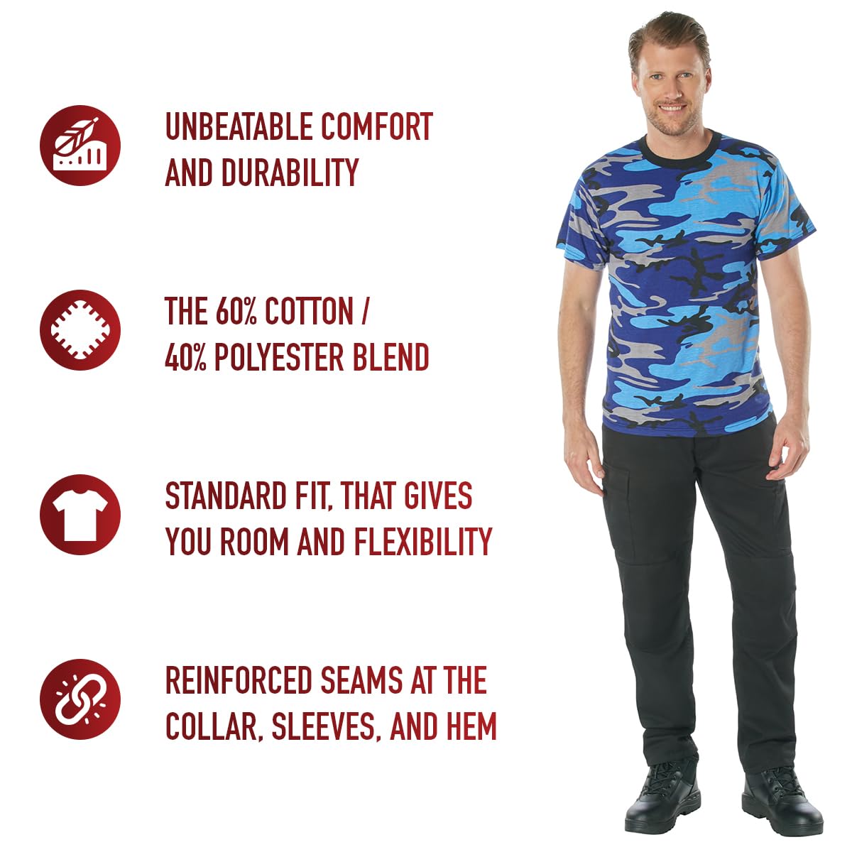 Rothco Camo T-Shirt for Men - Durable, Comfortable Military Style T-Shirt | Perfect for Outdoor Activities, Hunting & Casual Wear