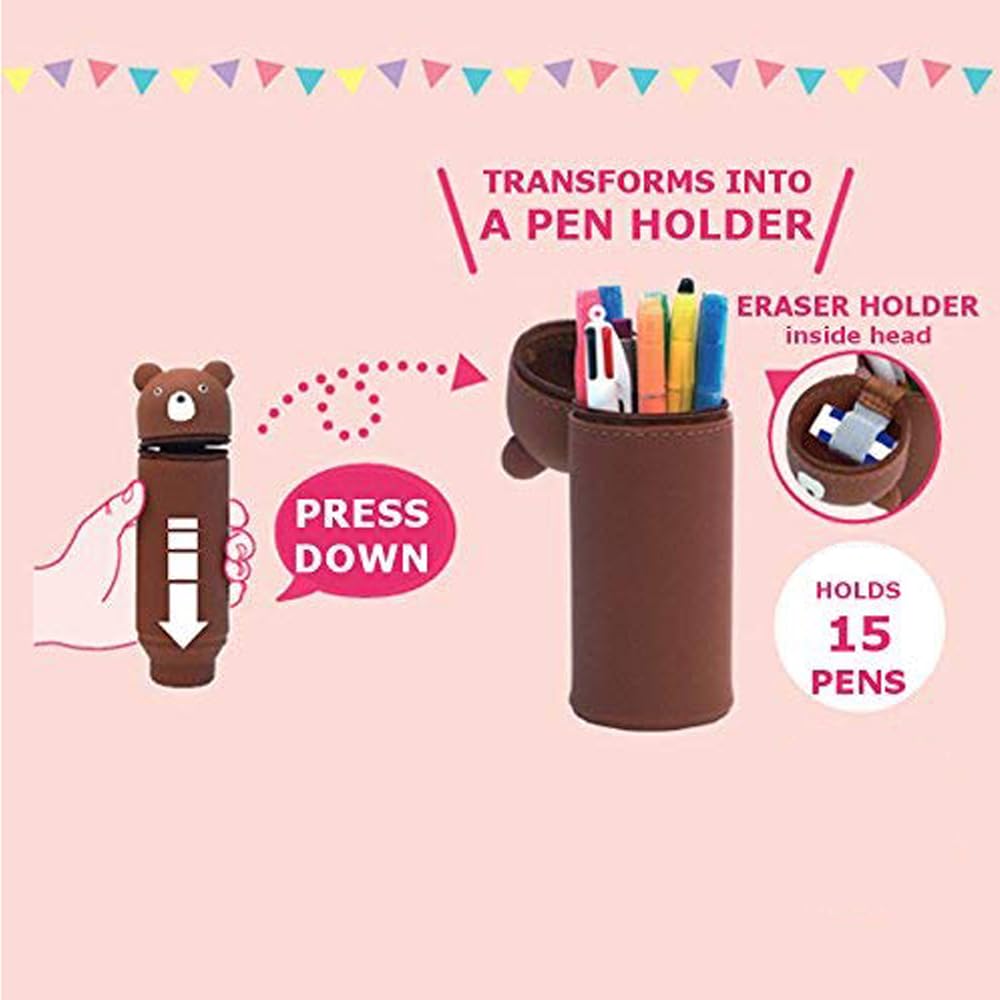 EBIZ HIVE Cute Telescopic Pen Pencil Holder - Pop Up Stationery Organizer with Stand-up Retractable Design - Perfect for Office, School, Christmas & New Year Gifts (White Panda) - Ideal for Desk Organization, Student Supplies & Gift Giving