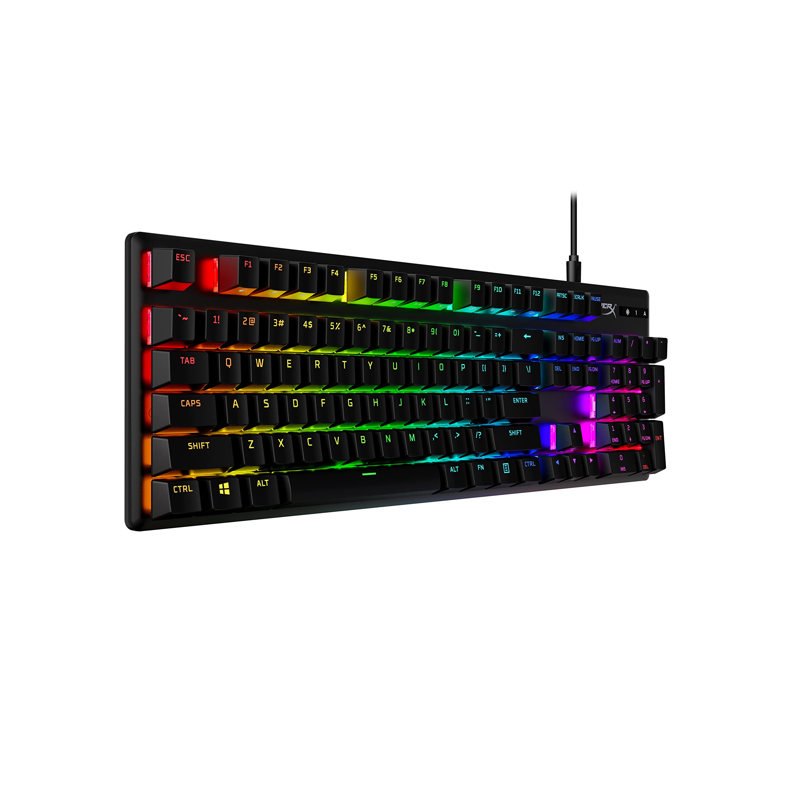 HyperX Alloy Origins PBT Mechanical Gaming Keyboard - RGB Backlit, Compact Aluminum Frame, Customizable with HyperX NGENUITY, Tactile Aqua Switches | Perfect for PC Gaming, Esports & Office Work