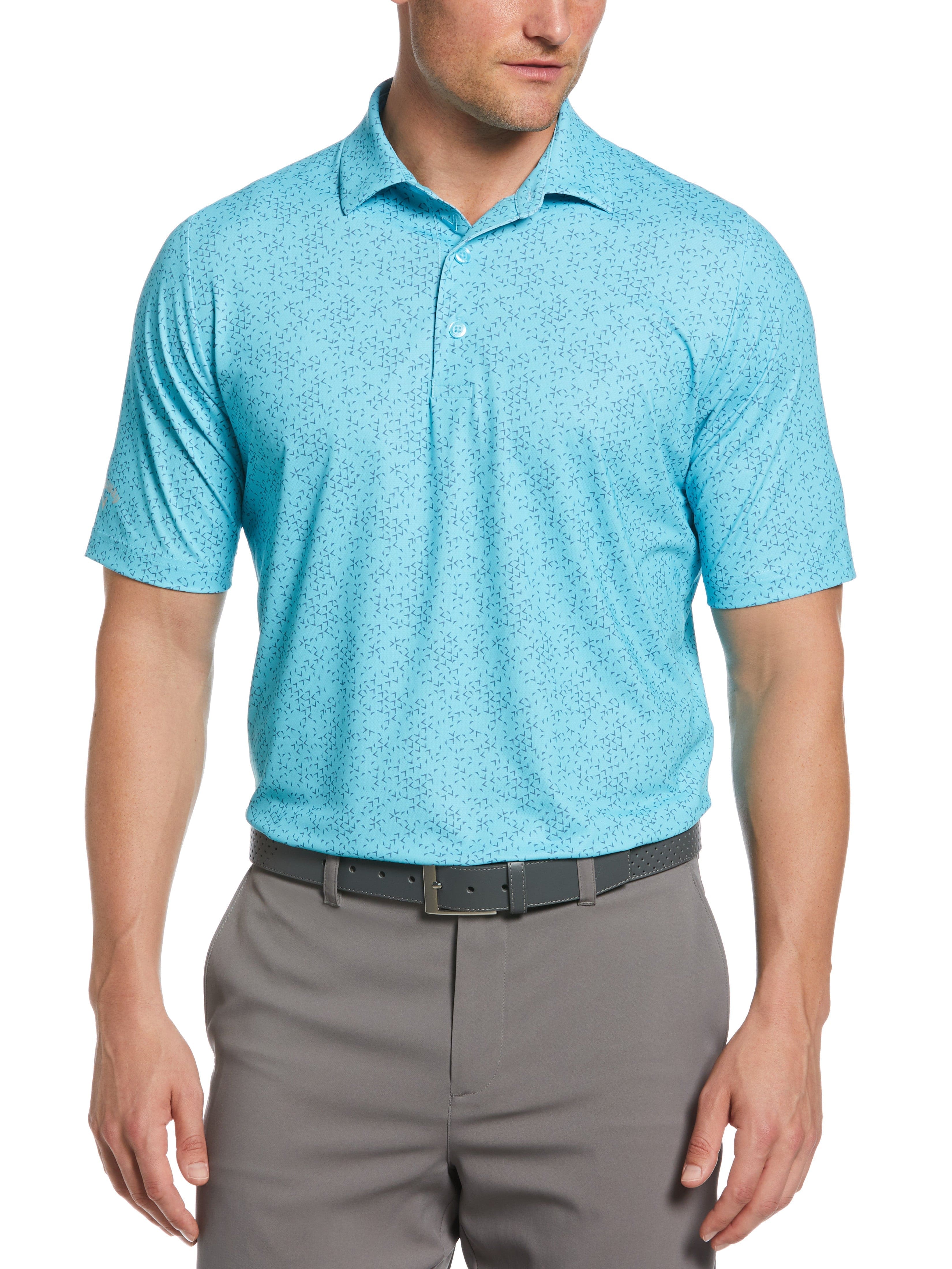 Men's Chevron Print Golf Polo Shirt - Breathable & Moisture-Wicking Performance Wear for Golf, Casual & Business Casual Outfits