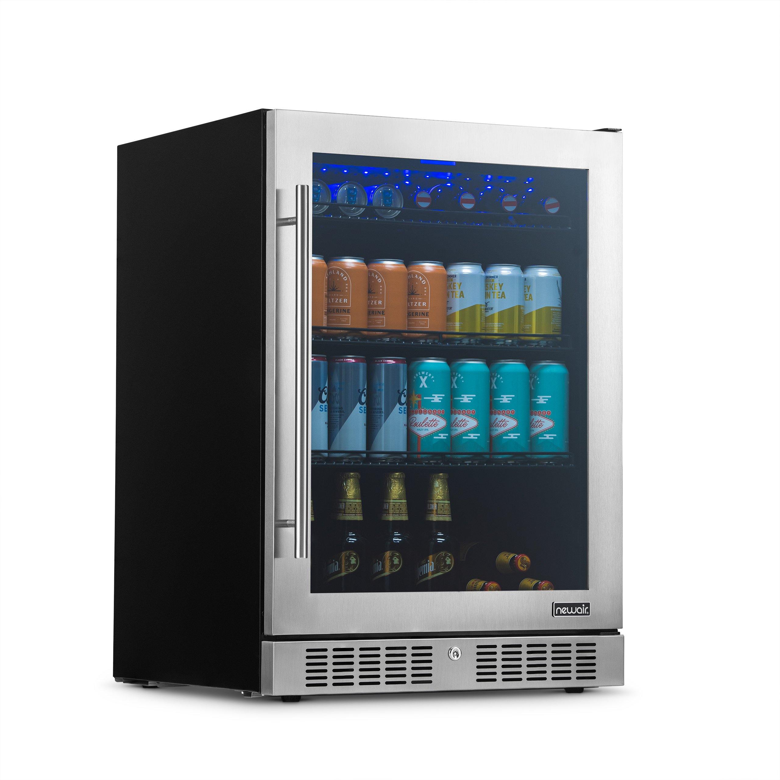 Newair® 224 Can Built-In Stainless Steel Beverage Refrigerator - 24 Bottle Capacity for Wine, Beer & Soda - Perfect for Home Bars, Kitchen & Office Use