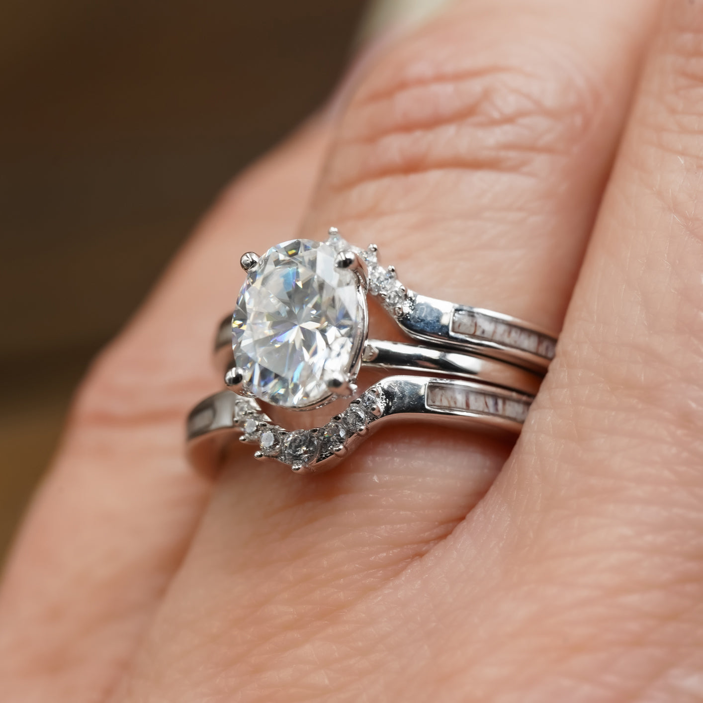 Azel & Sarita Wedding Ring Set - 14K White Gold Diamond Engagement & Bridal Ring Set for Women - Perfect for Proposals, Anniversaries & Romantic Occasions