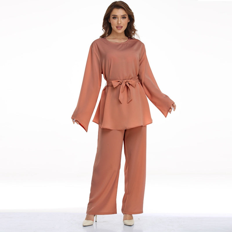 2-Piece Muslim Women's Office Pantsuit Set - Modest Professional Suit Top & Pants for Workwear | Perfect for Corporate Meetings, Business Attire & Formal Occasions