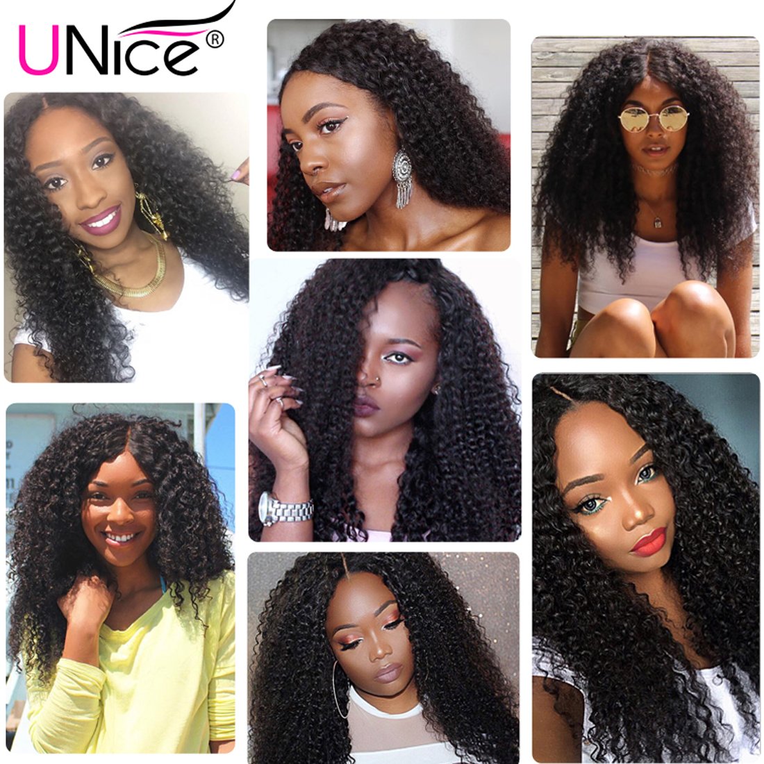 Unice 100% Unprocessed Malaysian Curly Human Hair Extensions - 3 Bundles Remy Weft in Natural Color (22 24 26 Inch) for Length & Volume - Perfect for Daily Wear, Special Occasions & Styling