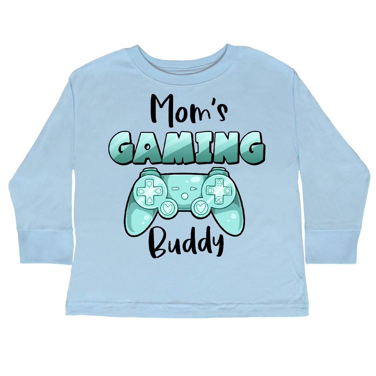 Inktastic Mom's Gaming Buddy - Aqua Controller Toddler Long Sleeve T-Shirt for Boys & Girls | Cute Gamer Kids Outfit | Comfortable Cotton Tee for Playtime & Family Game Nights