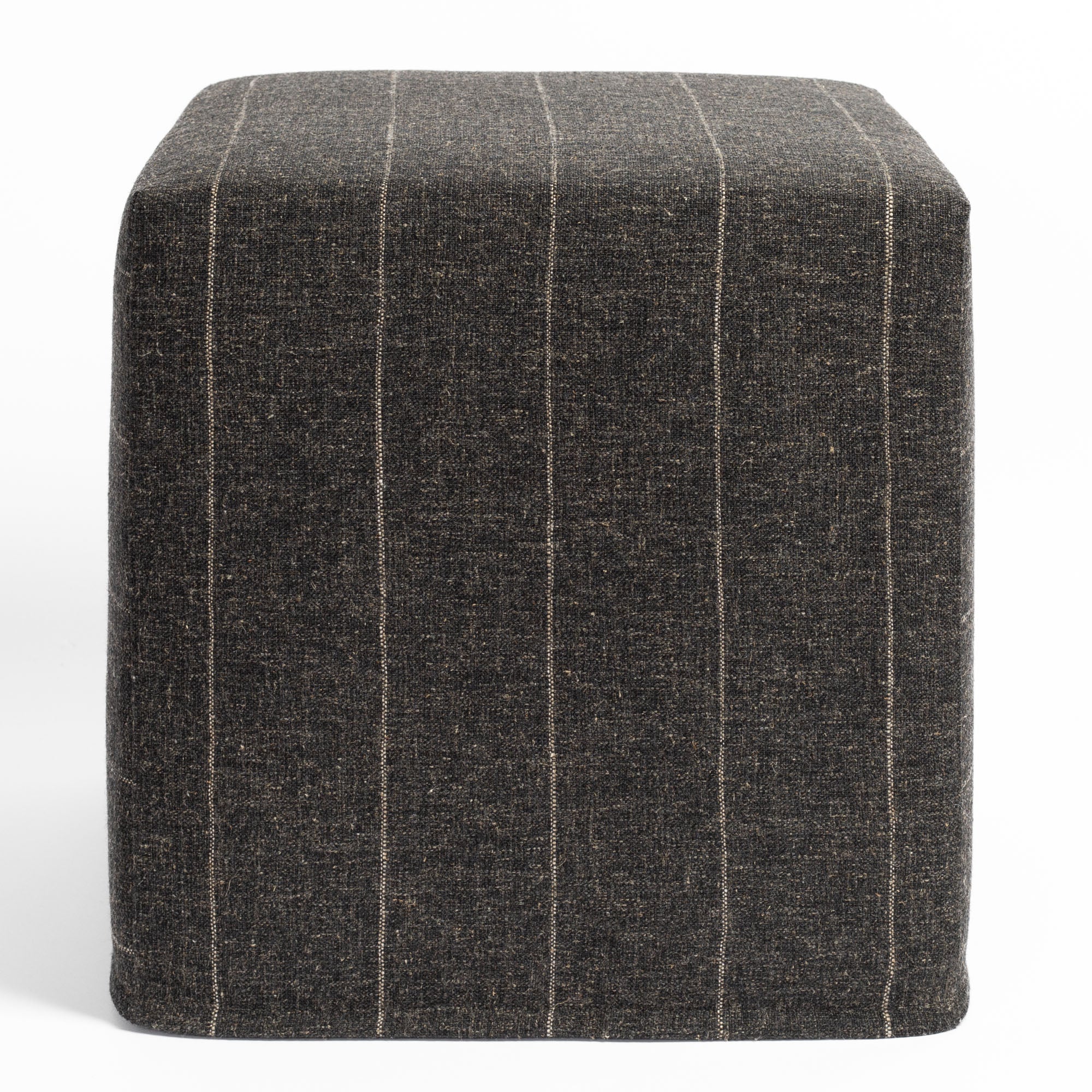 Dunrobin Stripe 16x16 Cube Ottoman in Sable Brown - Modern Storage Footrest for Living Room, Bedroom & Office
