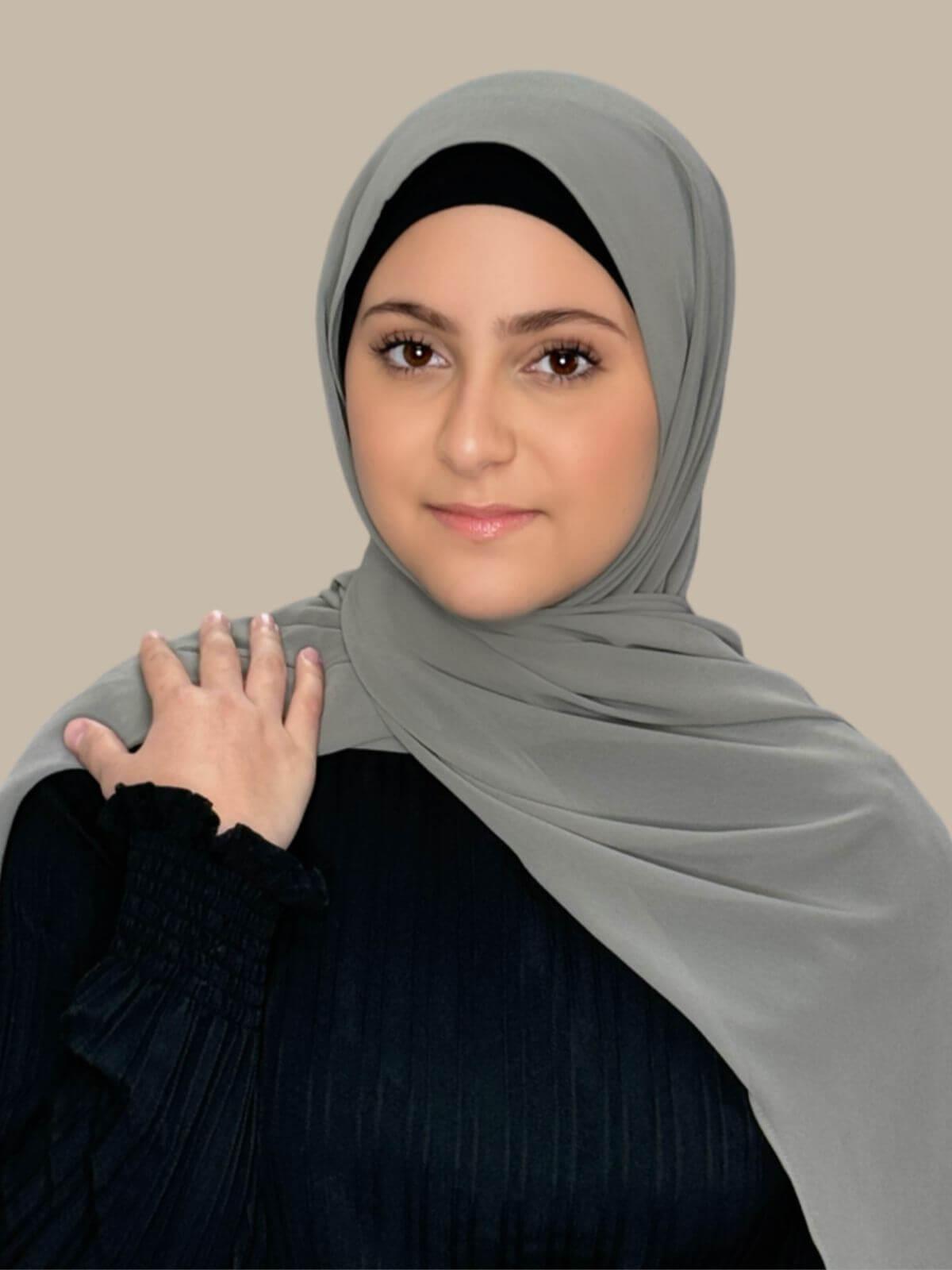 Modish Girl Luxury Chiffon Hijab Scarf - Frost Grey | Elegant Muslim Headscarf for Women | Perfect for Daily Wear, Prayer & Special Occasions