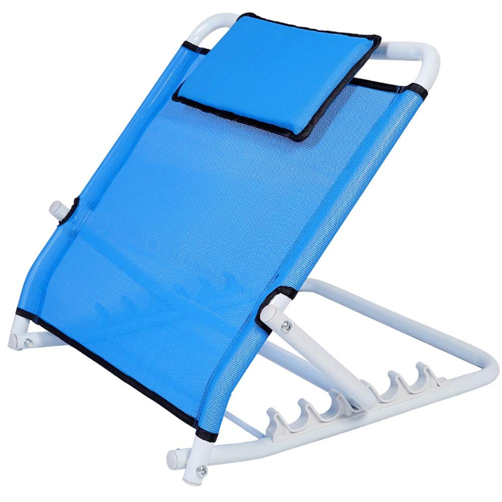 Adjustable Bed Backrest with Headrest - Ergonomic Sit-Up Support for Reading & Watching TV - Folding Steel Tube Design - Blue Wedge Pillow for Beds & Sofas