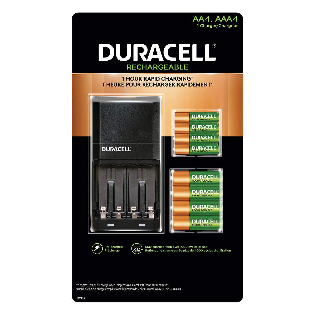 Duracell Rechargeable AA AAA Batteries with Charger - 4 Pack Pre-Charged NiMH Batteries for Cameras, Flashlights, Toys & Electronics - Long Lasting Power Solution
