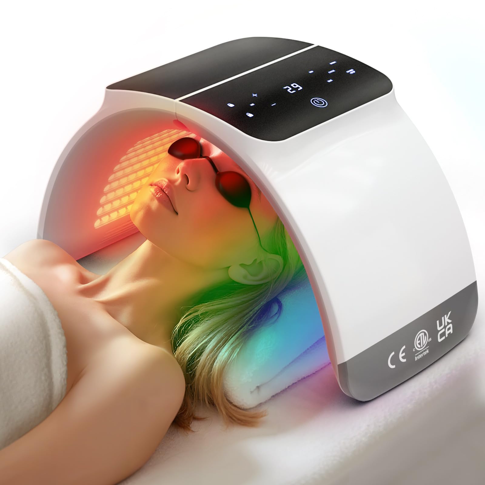 Bestqool LED Light Therapy Mask - 6 Color Photon Facial Device with Near Infrared for Skin Rejuvenation, Anti-Aging & Acne Treatment | Professional SPA & Home Beauty Care for Face & Body