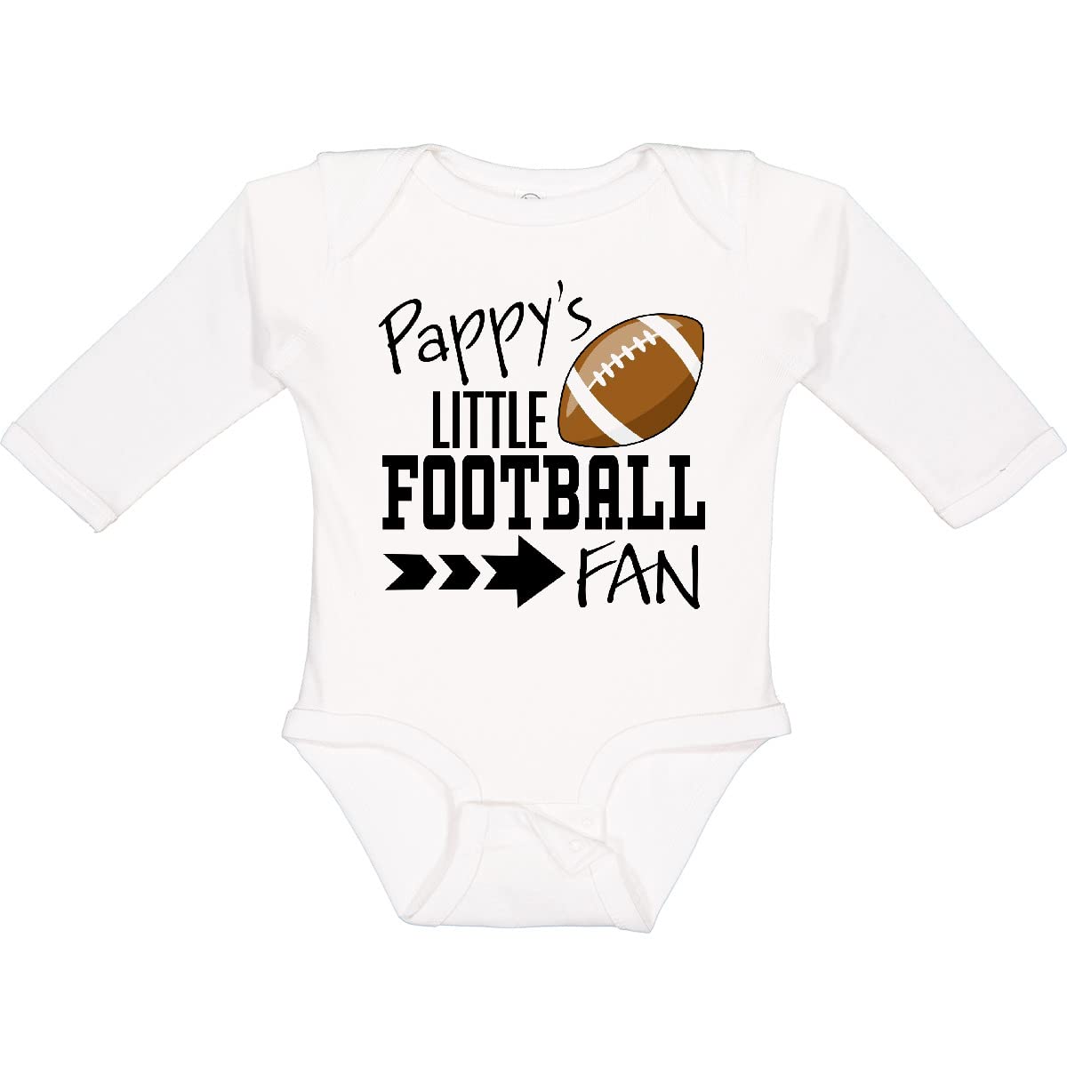 Inktastic Pappy's Little Football Fan Baby Long Sleeve Bodysuit - Soft Cotton Creeper for Newborns & Infants - Perfect for Game Day, Family Photos & Football Season Outfits