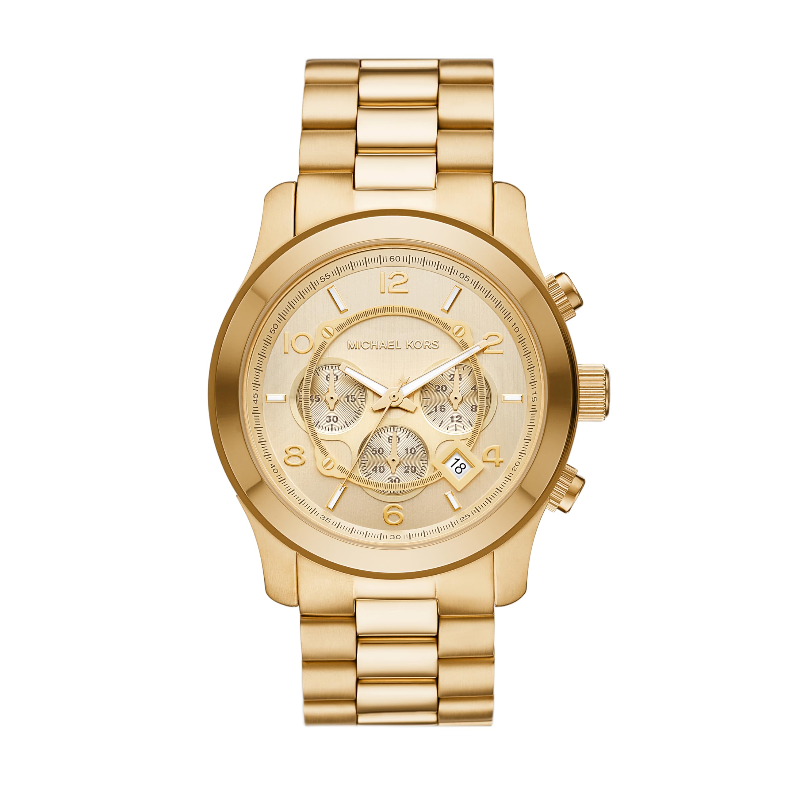 Michael Kors Runway Men's Stainless Steel Chronograph Watch with Steel/Silicone Band - Stylish Dress & Casual Watch for Business, Date Night & Everyday Wear