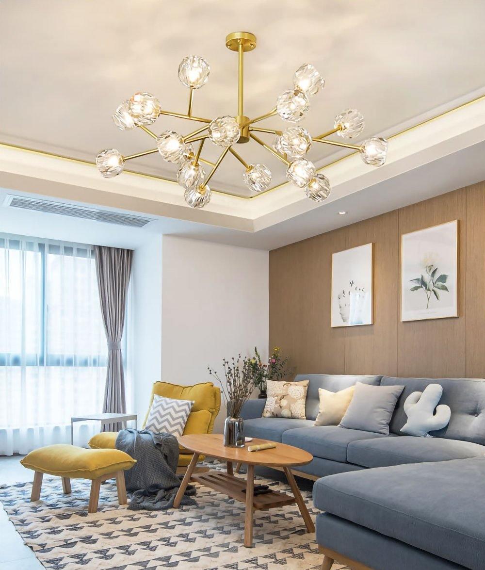 Crystal Ball Round Cluster Chandelier - Elegant Glass Sphere Ceiling Light Fixture for Dining Room, Bedroom & Living Room Decor