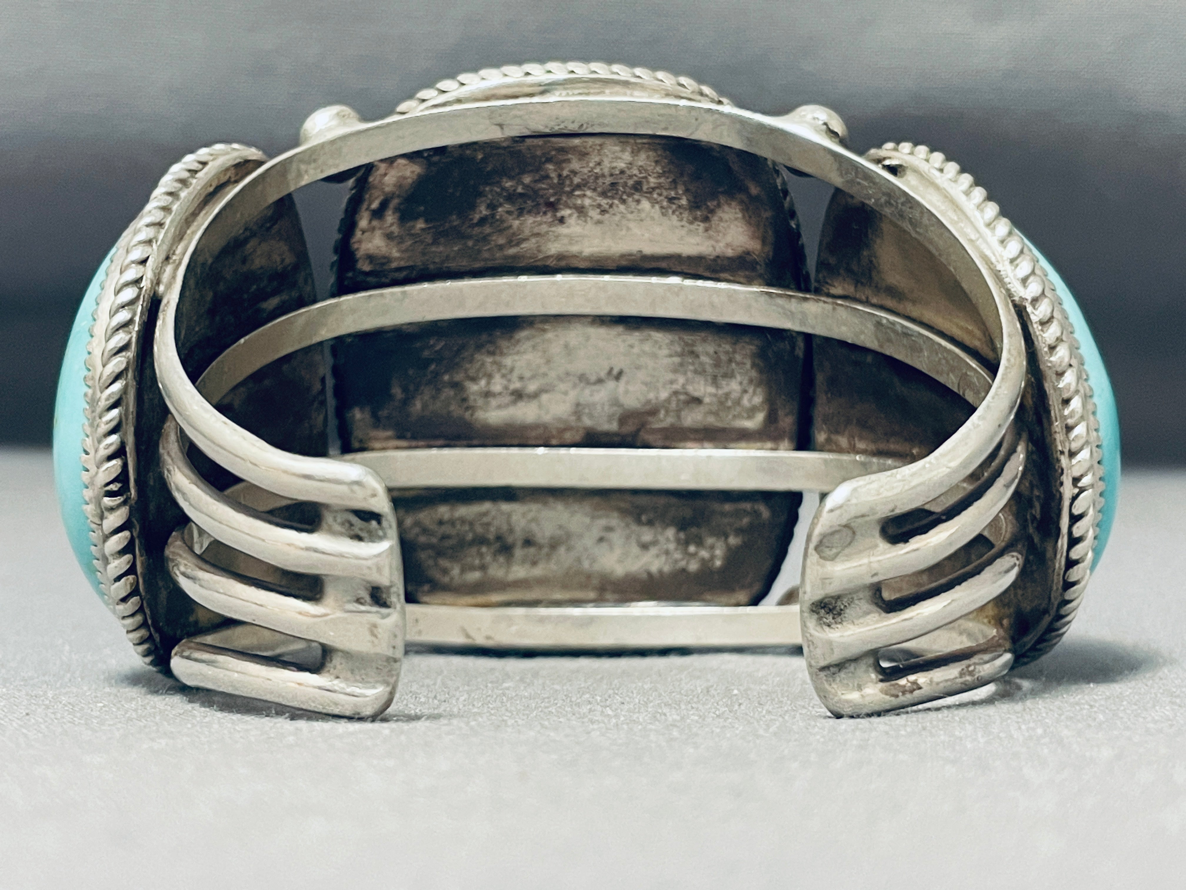 Vintage Navajo Chunky Turquoise Sterling Silver Bracelet - 116g Handmade Native American Jewelry for Women, Boho Fashion & Gift Ideas