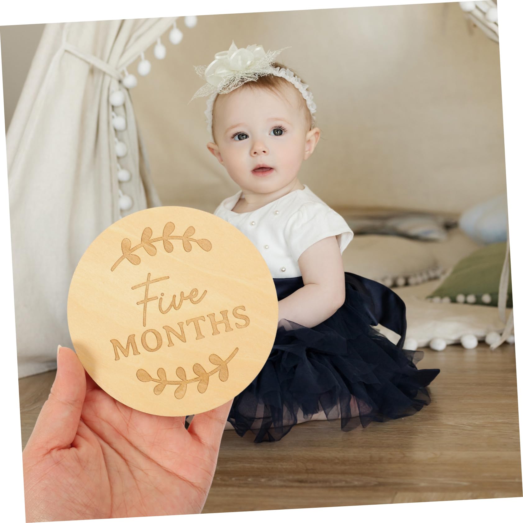 Amosfun 52 Pcs Baby Boy Milestone Photo Props - Wooden Celebration Cards & Markers for Newborn Photography, Birthday Parties, and 1st Year Memories