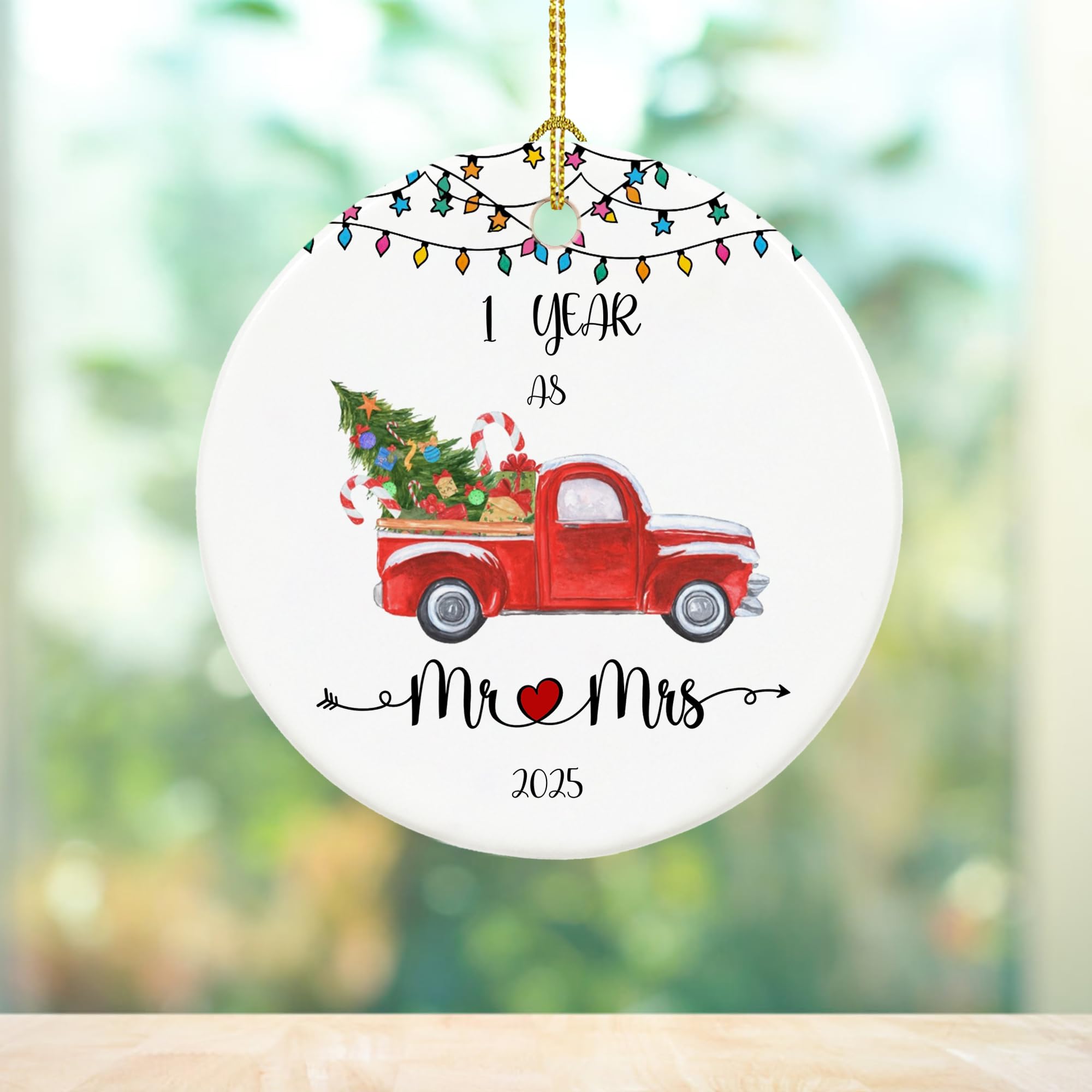 1st Anniversary Ornament 2025 - Personalized Mr & Mrs Keepsake Gift for Couples | Paper Themed 1 Year Wedding Gift for Home Decor, Christmas Tree & Romantic Celebrations