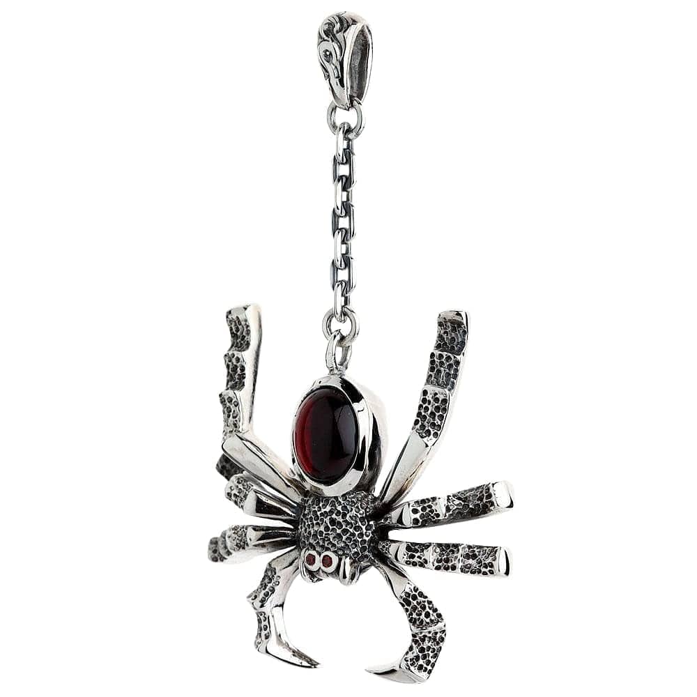 Large Gothic Spider Sterling Silver Pendant Necklace for Women - Perfect for Halloween, Gothic Fashion & Dark Aesthetic Jewelry