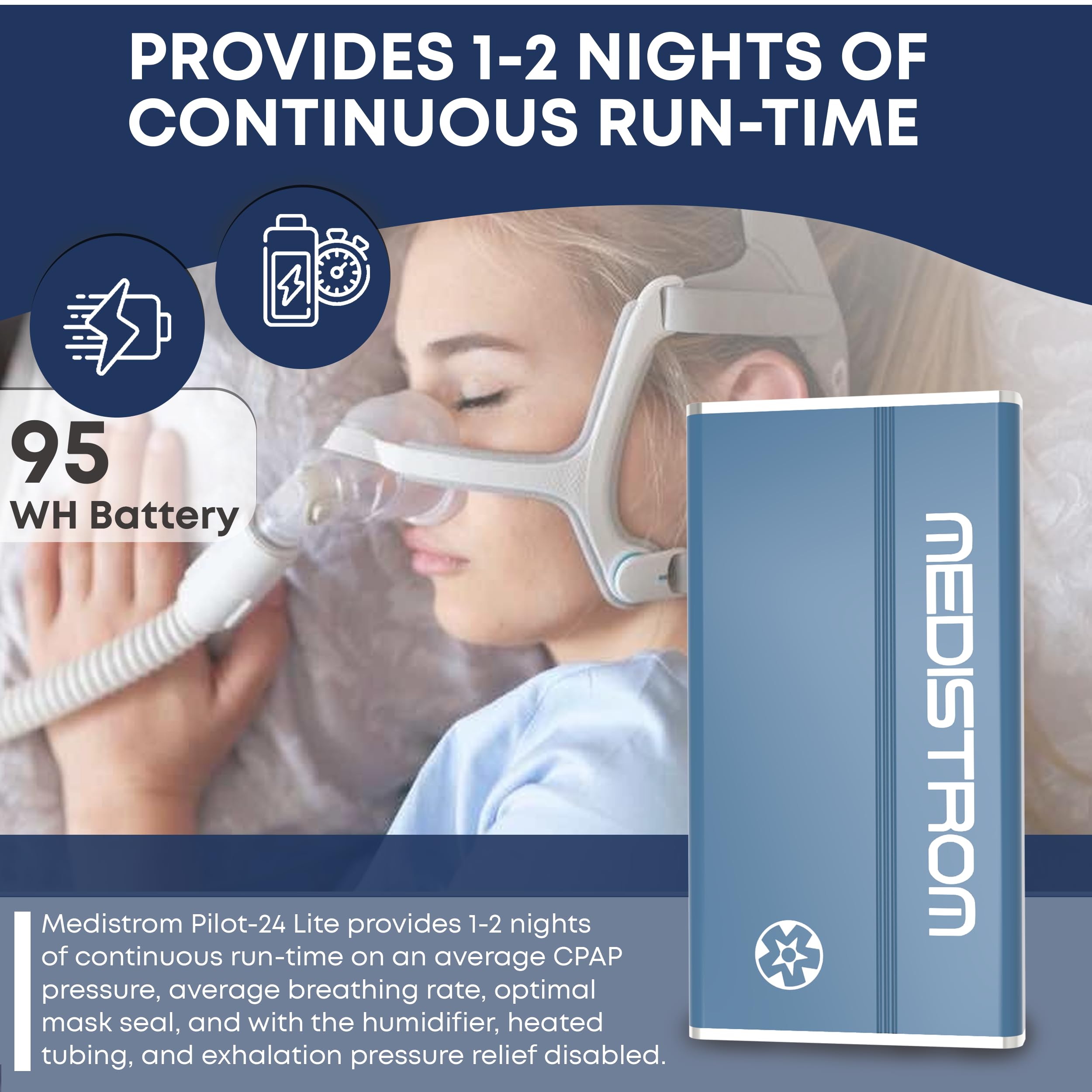 Pilot-24 Lite CPAP Battery & Car Charger Bundle for ResMed AirSense 10, S9 & AirMini - Portable Power Solution for Travel, Camping & Emergency Use