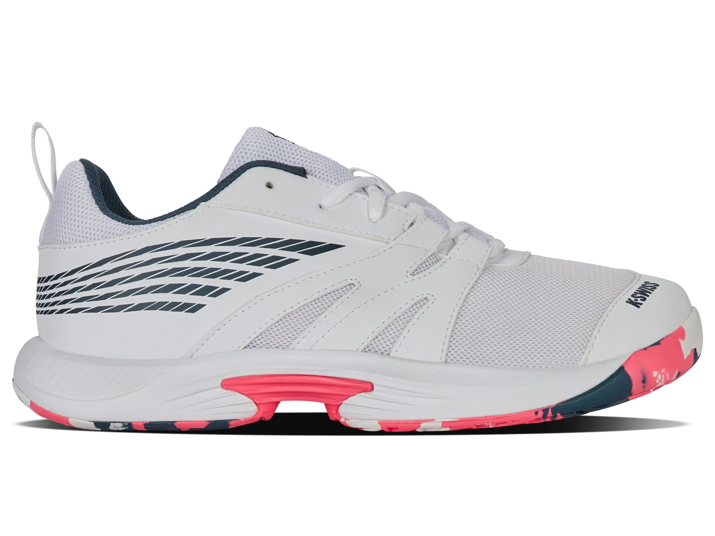 SPEEDTRAC Running Shoes for Men - White/Stargazer/Neon Blaze | Lightweight & Breathable for Jogging, Gym & Outdoor Sports