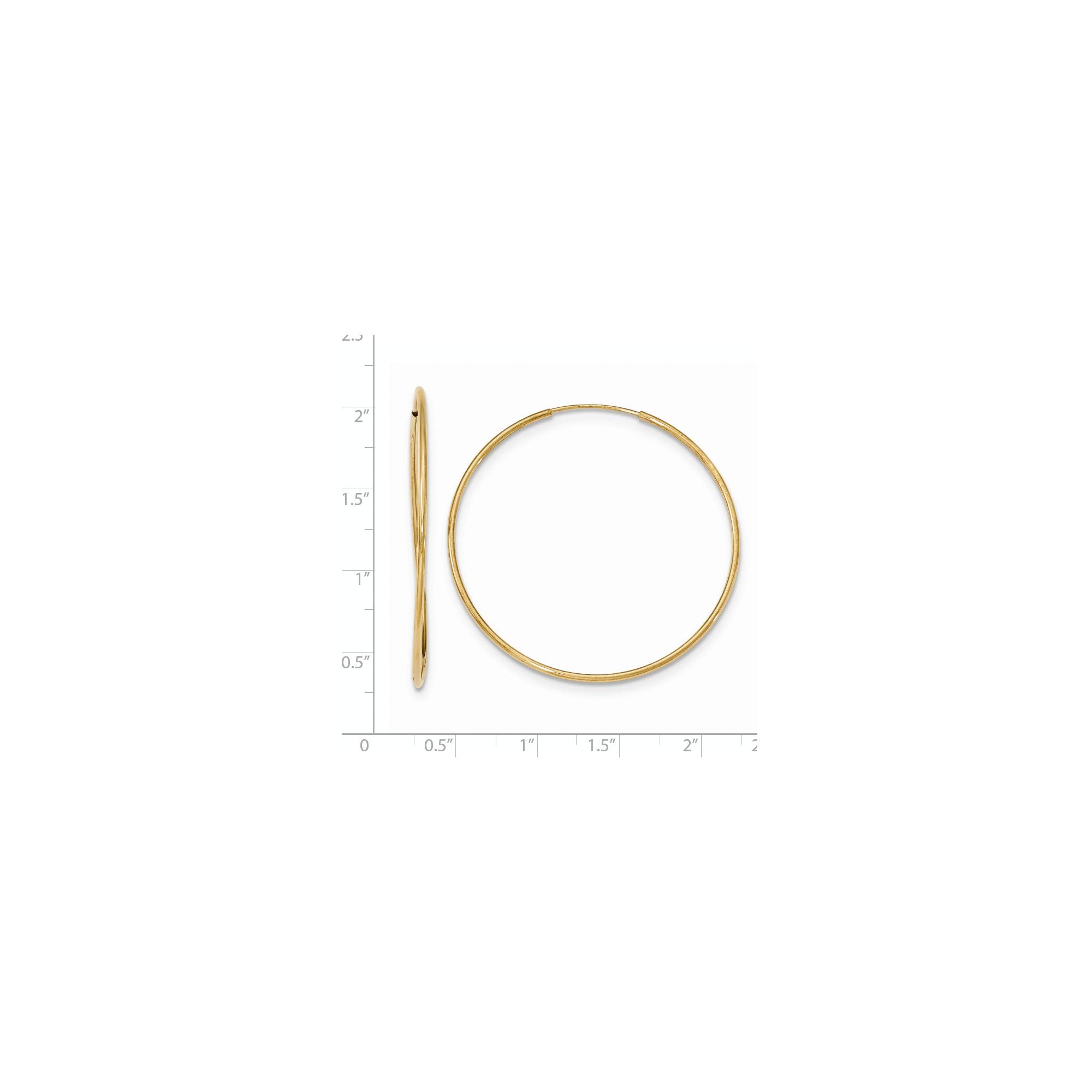 10K Yellow Gold Polished Endless Tube Hoop Earrings for Women - Elegant & Durable 10K Solid Gold Hoops for Everyday Wear, Gift Giving & Special Occasions