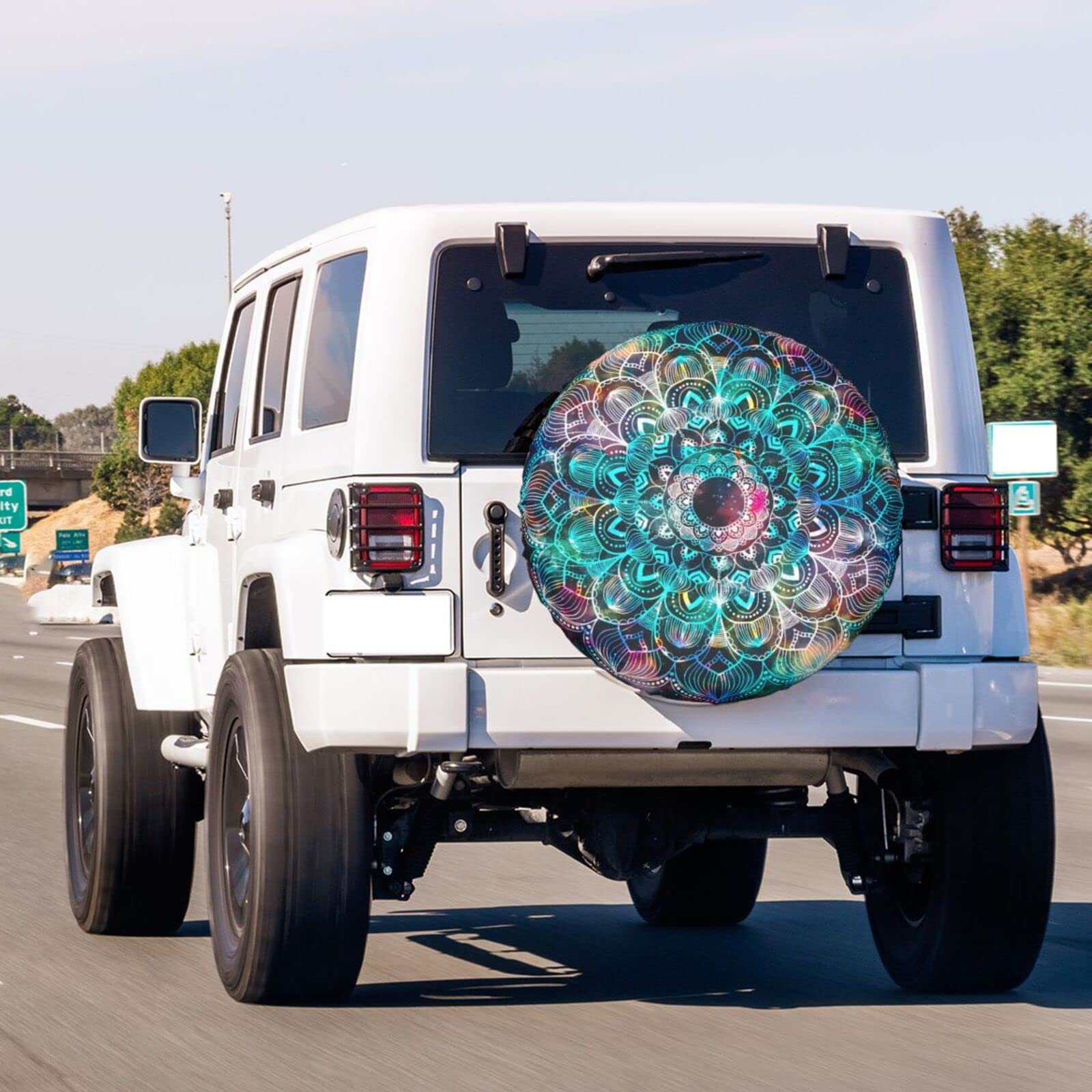 Bohemian Mandala Spare Tire Cover 17 Inch - Waterproof Dust-Proof Wheel Protector for RV, SUV, Trailer & Most Vehicles | Perfect for Camping, Road Trips & Outdoor Adventures