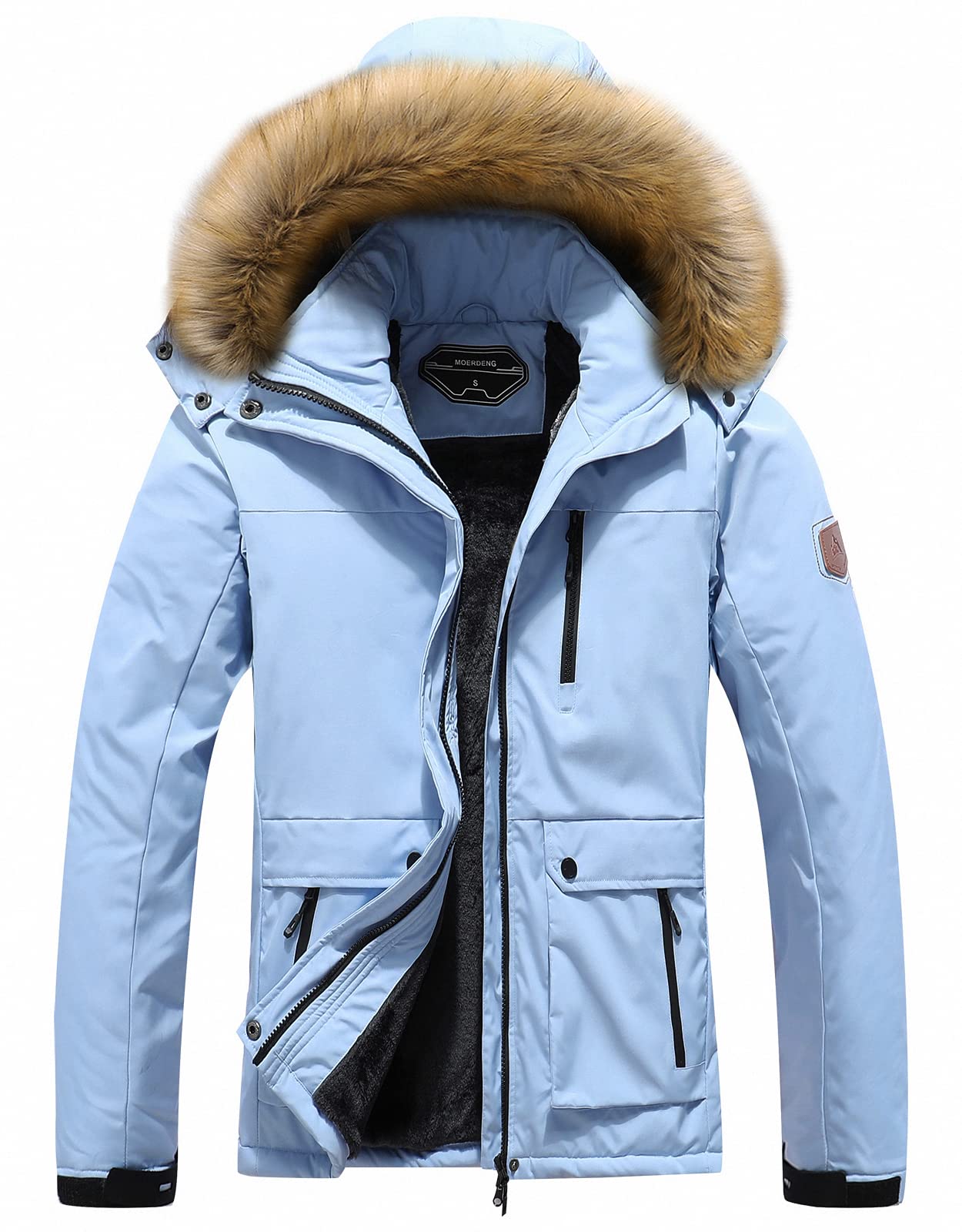 MOERDENG Women's Waterproof Ski Jacket - Winter Warm Hooded Snow Coat with Windproof Design for Skiing & Snowboarding - Perfect for Mountain Adventures, Snow Sports & Cold Weather Outdoor Activities