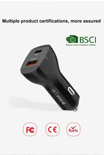 UrbanX 63W Fast USB C Truck Car Charger PD3.0 & QC4.0 Dual Port Adapter - Super Fast Charging for OnePlus 7T Pro 5G McLaren, iPhone, Samsung - Includes 100W USB-C Cable - Perfect for Road Trips & Travel