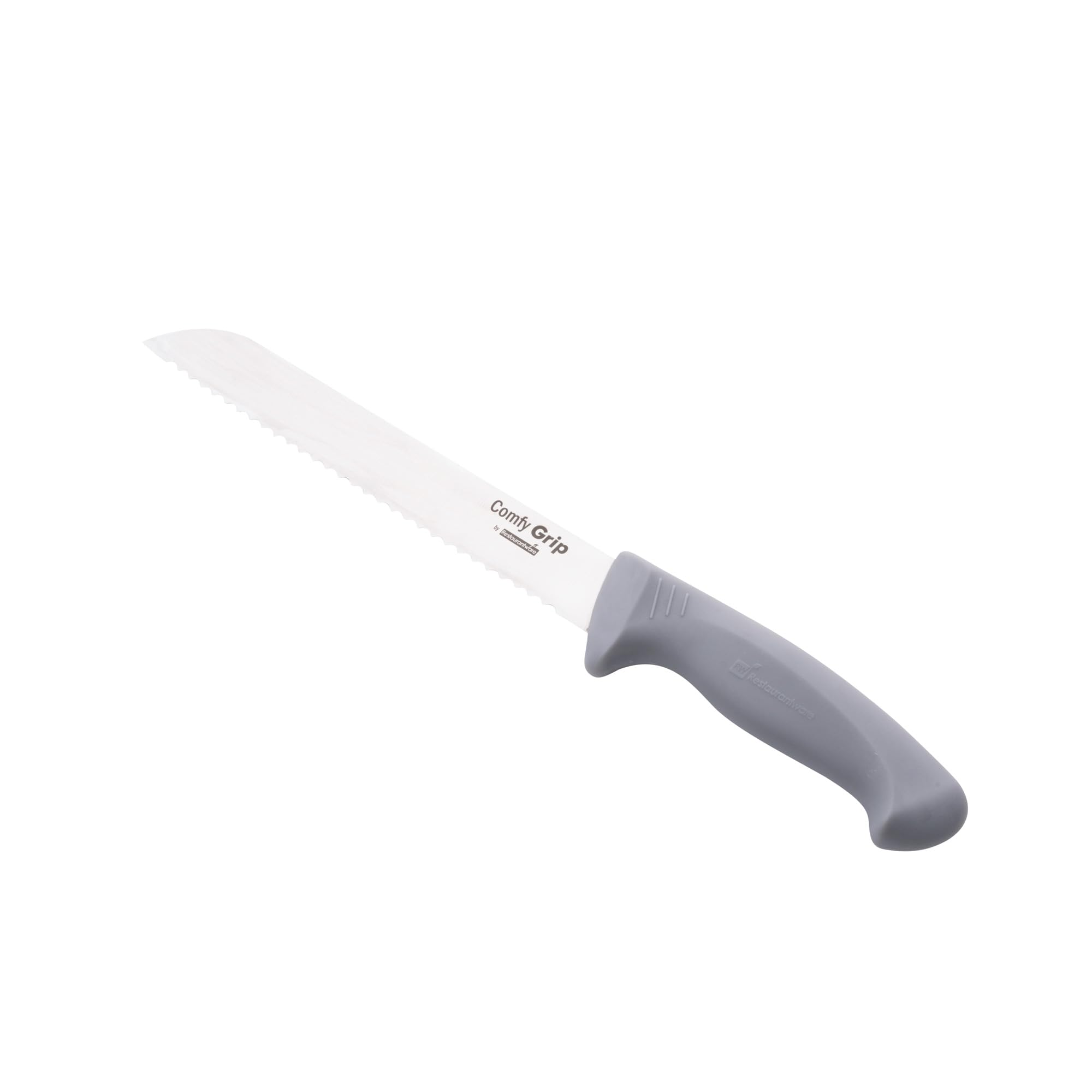 Restaurantware Comfy Grip 8 Inch Bread Knife - Sharp Serrated Stainless Steel Blade with Ergonomic Non-Slip Handle for Slicing Bread, Cake & Pastries | Dishwasher Safe | Perfect for Bakeries, Restaurants & Home Kitchens