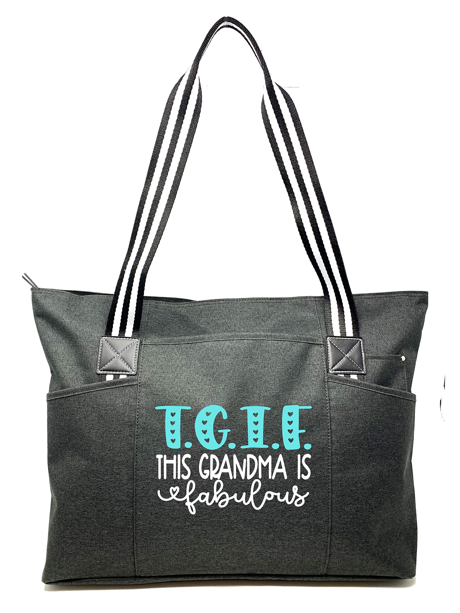 Sturdy Canvas Tote Bag for Grandma with Zipper & Pocket - Perfect for Shopping & Daily Use