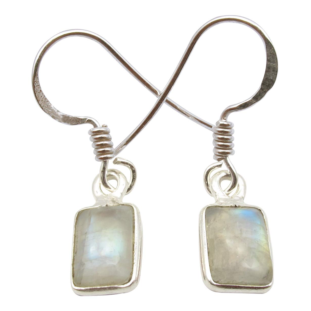 Natural Rainbow Moonstone Earrings 1.1 Inch 925 Sterling Silver Dangle Earrings for Women - Perfect for Weddings, Parties & Everyday Wear