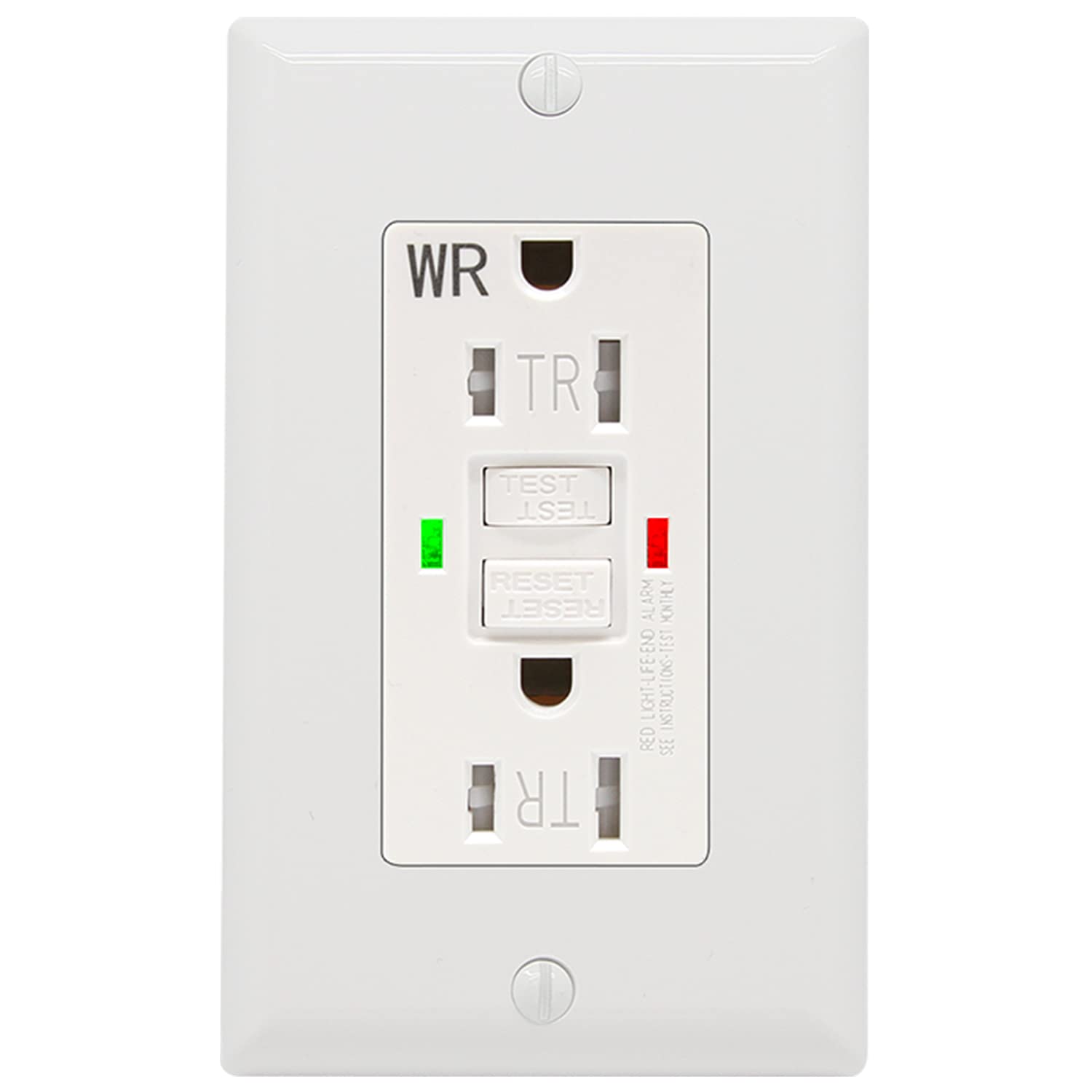 POWAWINI 15 Amp GFCI Outlet with Self-Test - UL Listed Tamper & Weather Resistant GFI Receptacle with LED Indicator - Includes Decor Wall Plates & Screws for Indoor/Outdoor Use (White) - Perfect for Bathrooms, Kitchens, Garages & Outdoor Areas