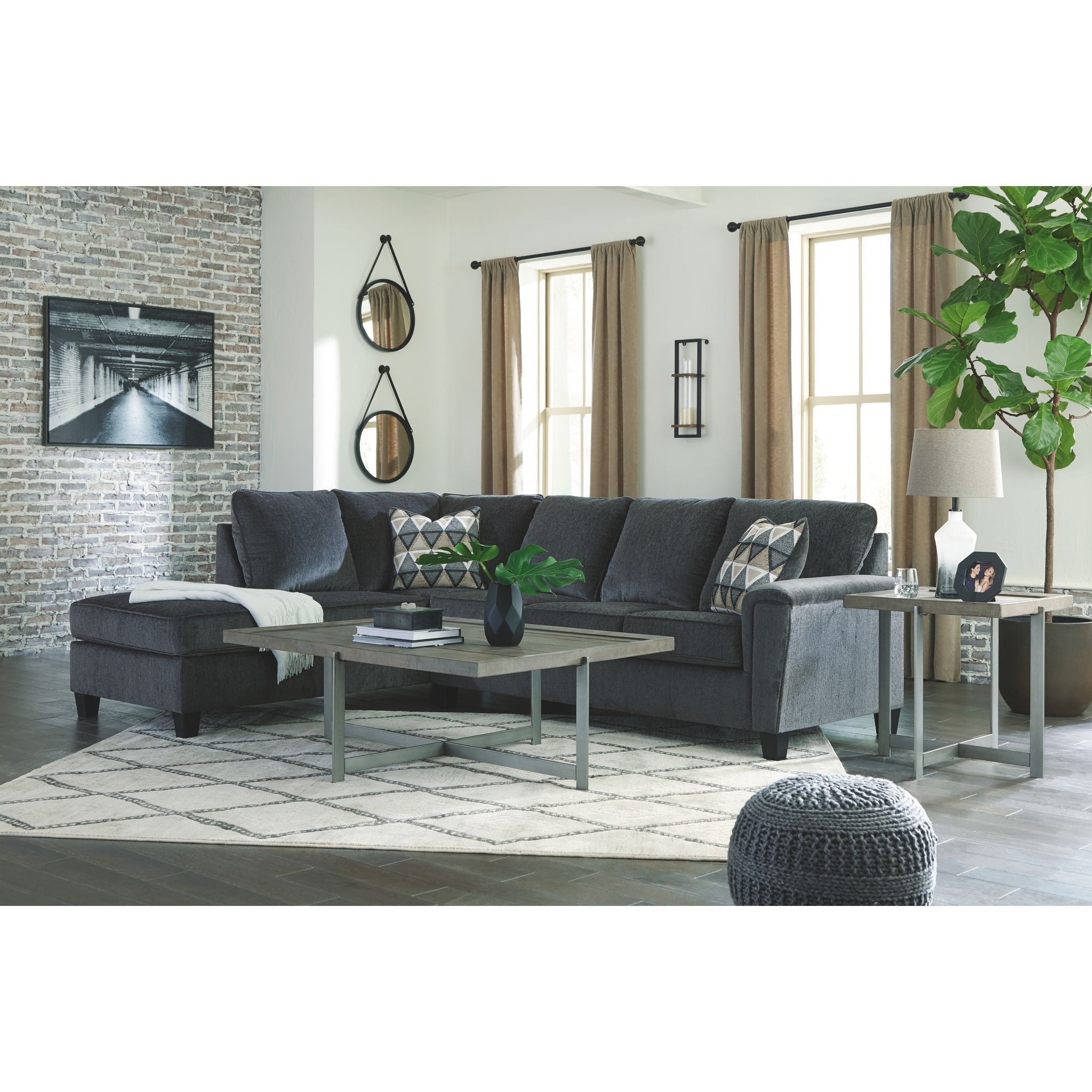 Abinger 2-Piece Sectional Sofa with Chaise Lounge - Modern L-Shaped Living Room Couch for Small Spaces, Apartment & Family Room Furniture