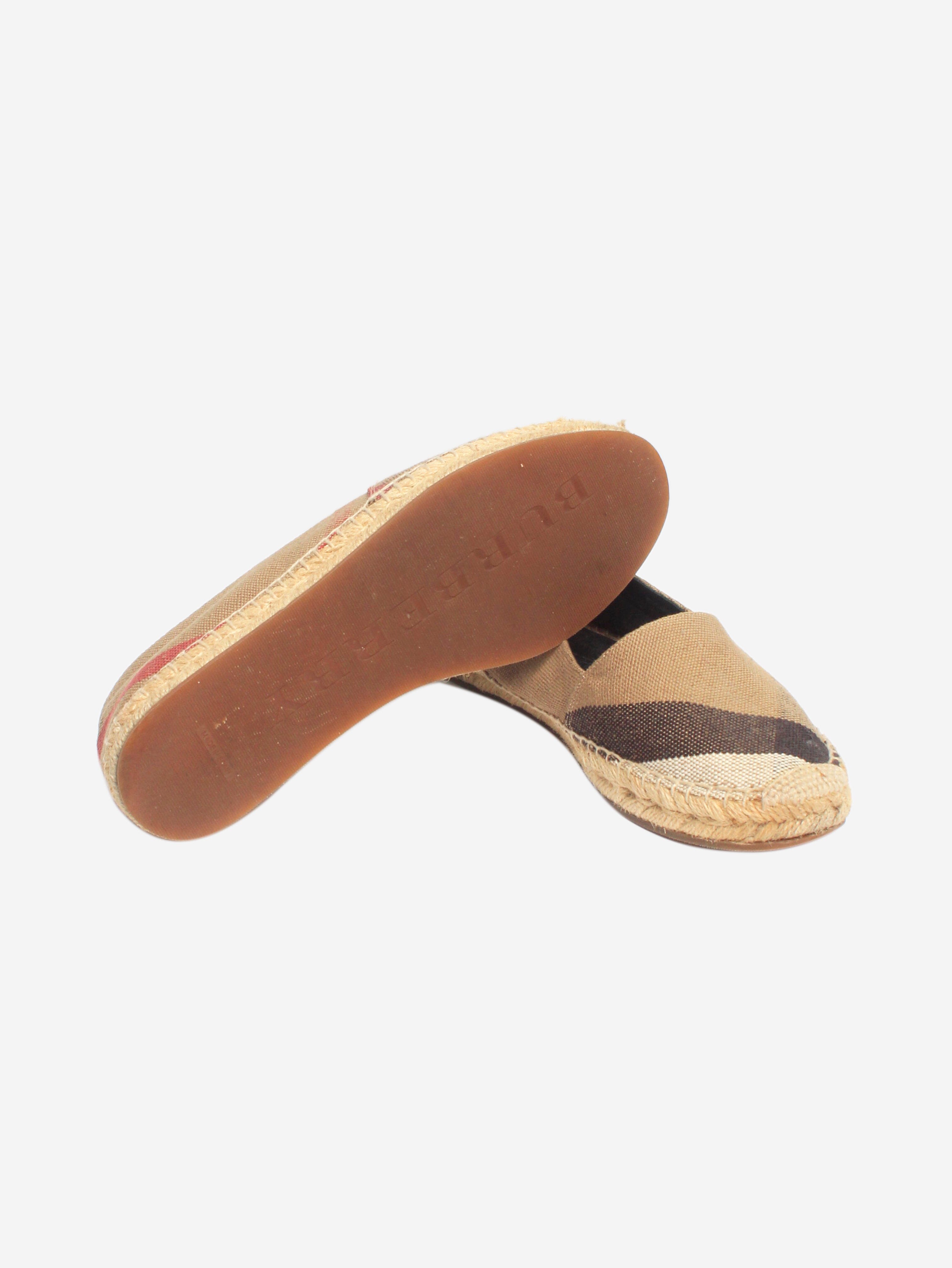 Stylish Brown Check Canvas Espadrilles Women's Size EU 37.5 (US 7.5) - Comfortable Summer Shoes for Beach, Vacation & Casual Outings