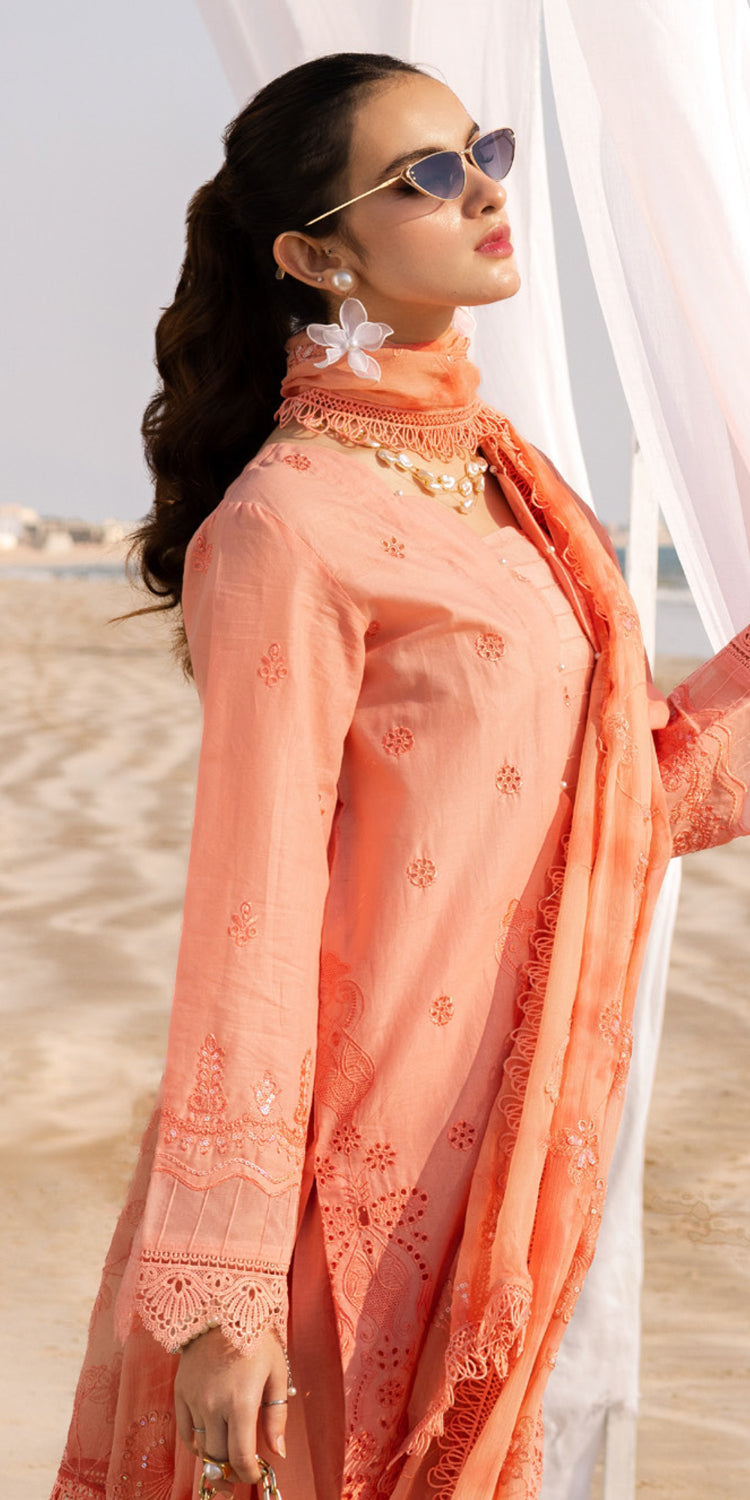 Elegant Chikankari Embroidered Lawn Suit in Pink - Nureh - Perfect for Weddings, Parties & Festive Occasions