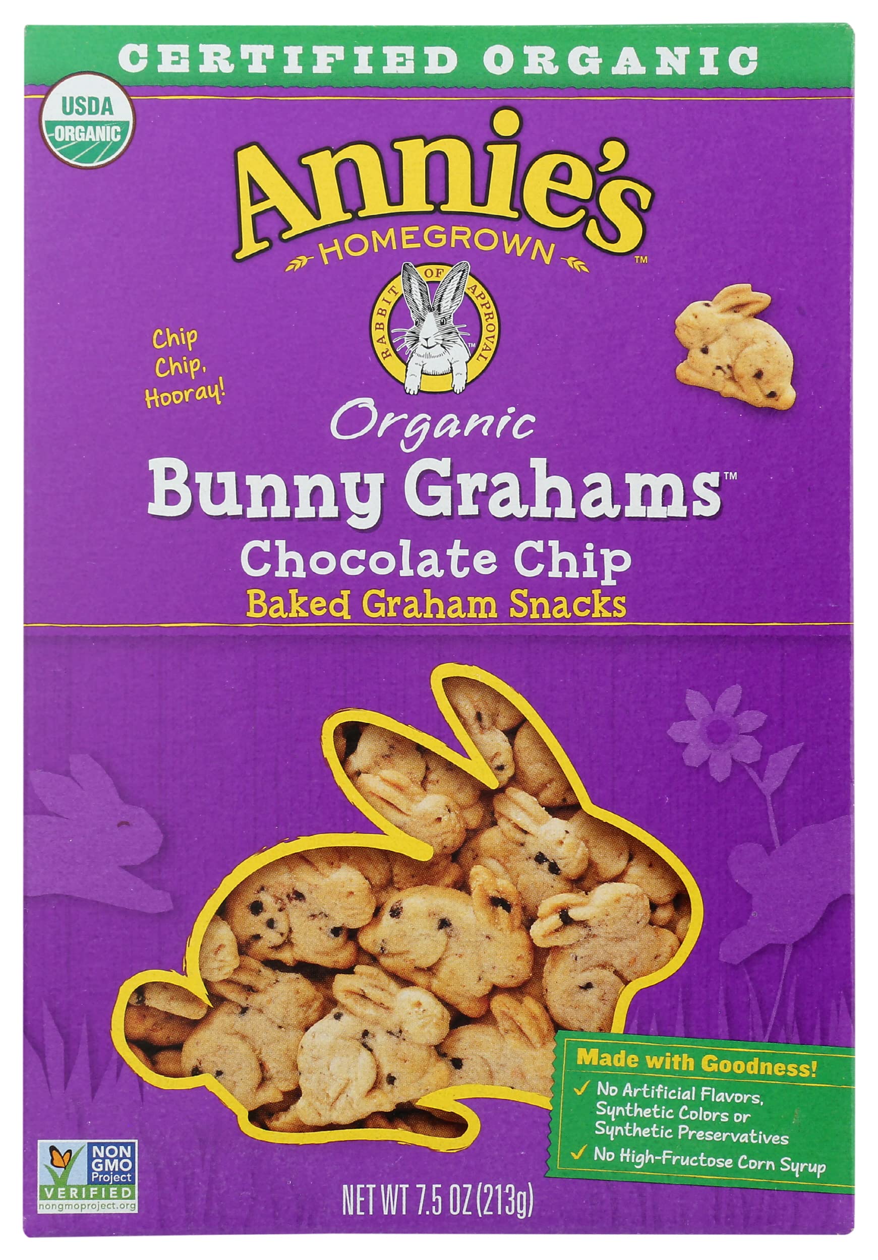Organic Whole Grain Chocolate Chip Bunny Grahams Snacks by Annie's - 7.5 oz (Pack of 3) | Healthy Kids Snacks, Lunchbox Treats & After-School Snacks