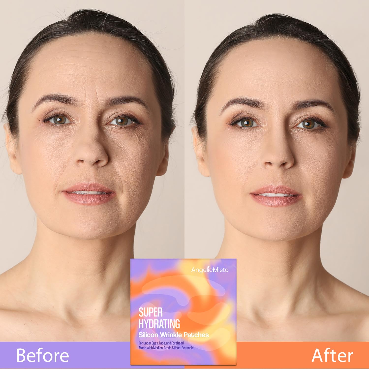 AngelicMisto Reusable Silicone Patches for Under Eye, Face & Forehead Wrinkles - Anti-Aging Skincare Treatment for Dark Circles & Fine Lines | Perfect for Nighttime Routine & Travel