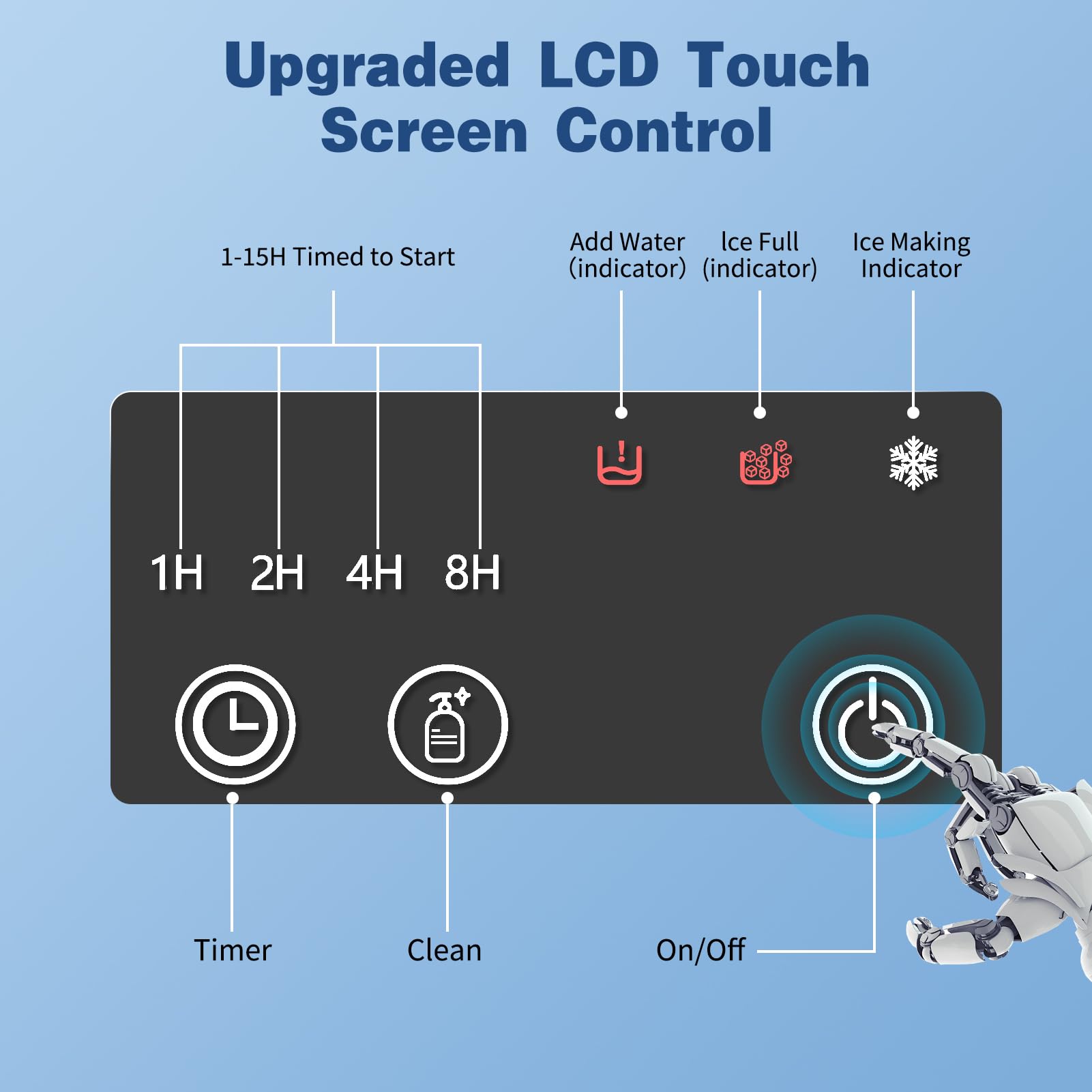 Upgraded Countertop Nugget Ice Maker - 40LBS/Day Pellet Ice Machine with Timer & 2-Way Water Fill, Portable Crushed Ice Maker for Home, Kitchen, Office, Bar - Stainless Steel Chewable Ice Maker for Drinks, Cocktails & Parties