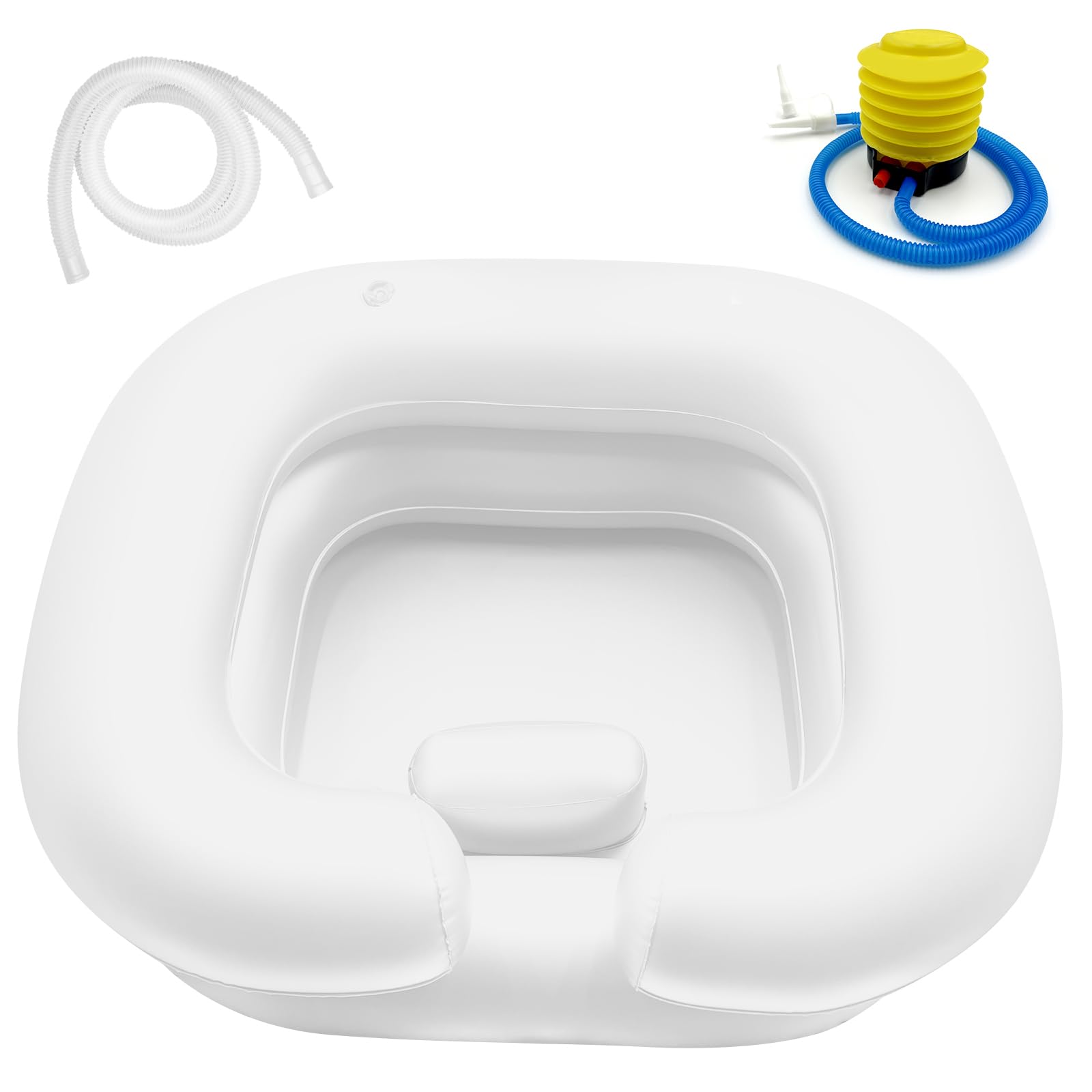 **Portable Inflatable Shampoo Basin for Bedridden, Disabled & Elderly - Hair Washing Bowl for Home Care, Dreadlocks & Injury Recovery - Lightweight & Comfortable (White) - Perfect for Home Nursing, Salon & Travel Use**