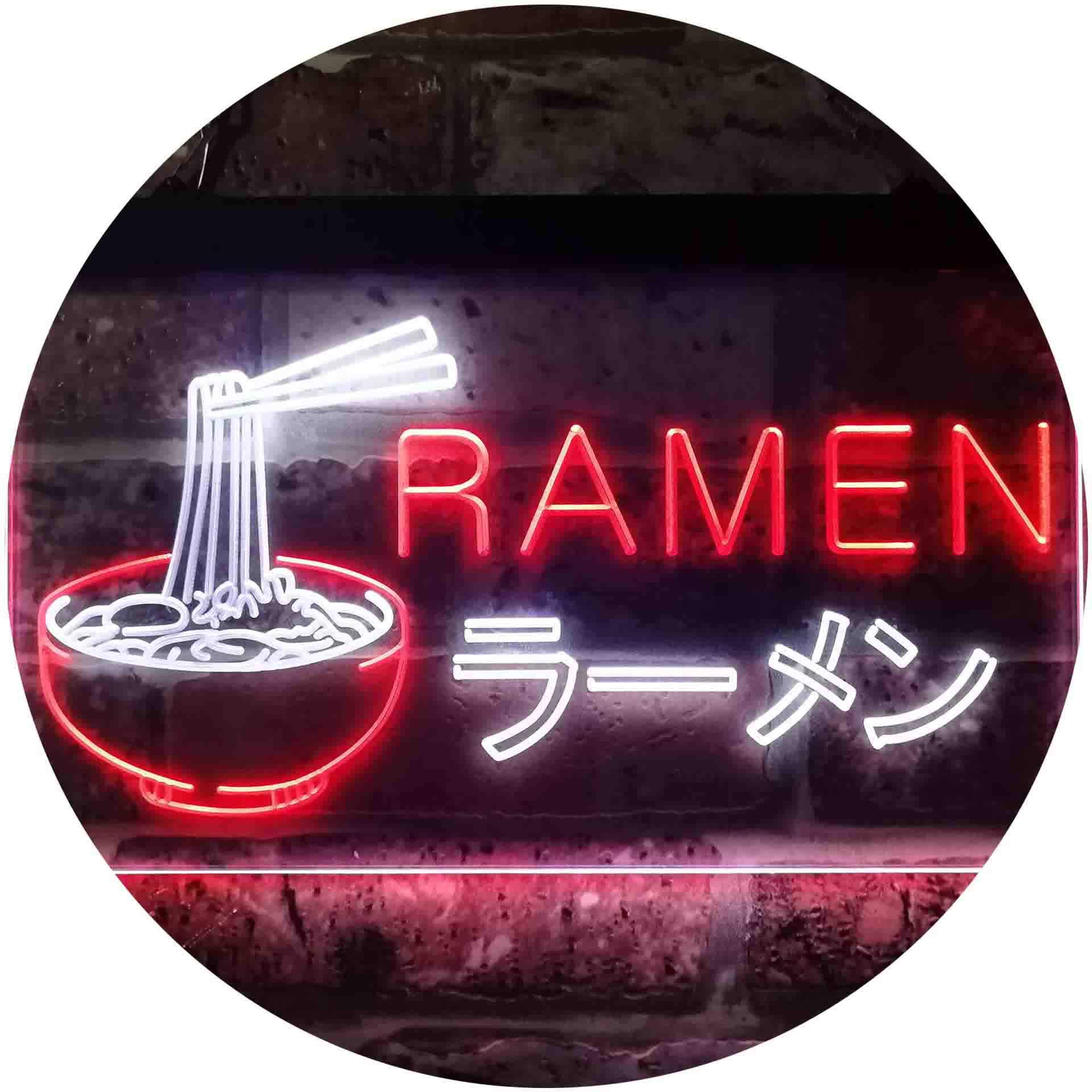 ADVPRO Japanese Ramen Noodle Shop LED Neon Sign - Dual Color White & Red, 24x16 Inches - Perfect for Restaurant Decor, Bar Lighting, and Retro Diner Display