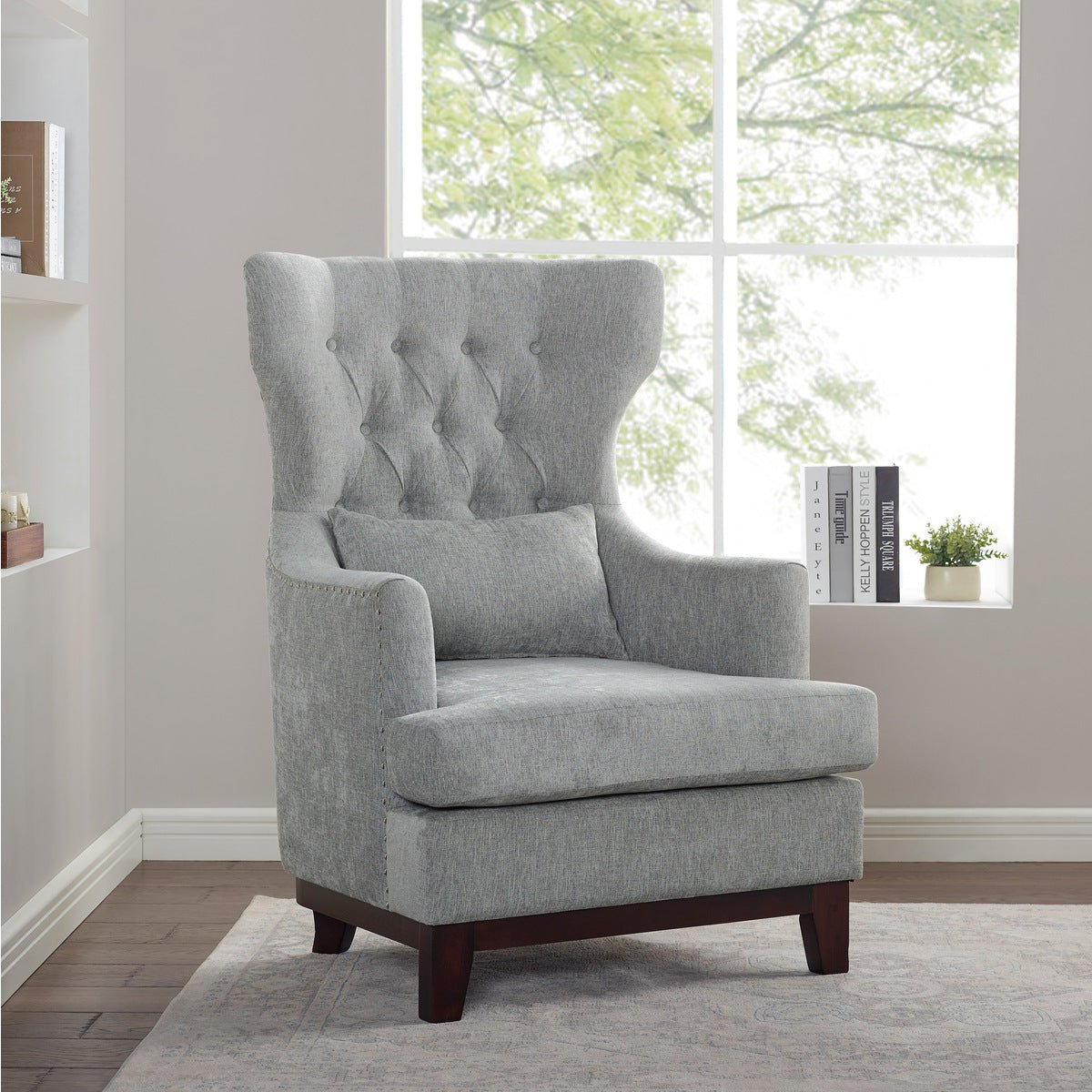 Adriano Collection Light Grey Accent Chair - Modern Lounge Chair for Living Room, Bedroom & Office - Perfect for Reading Nook, Home Decor & Small Spaces