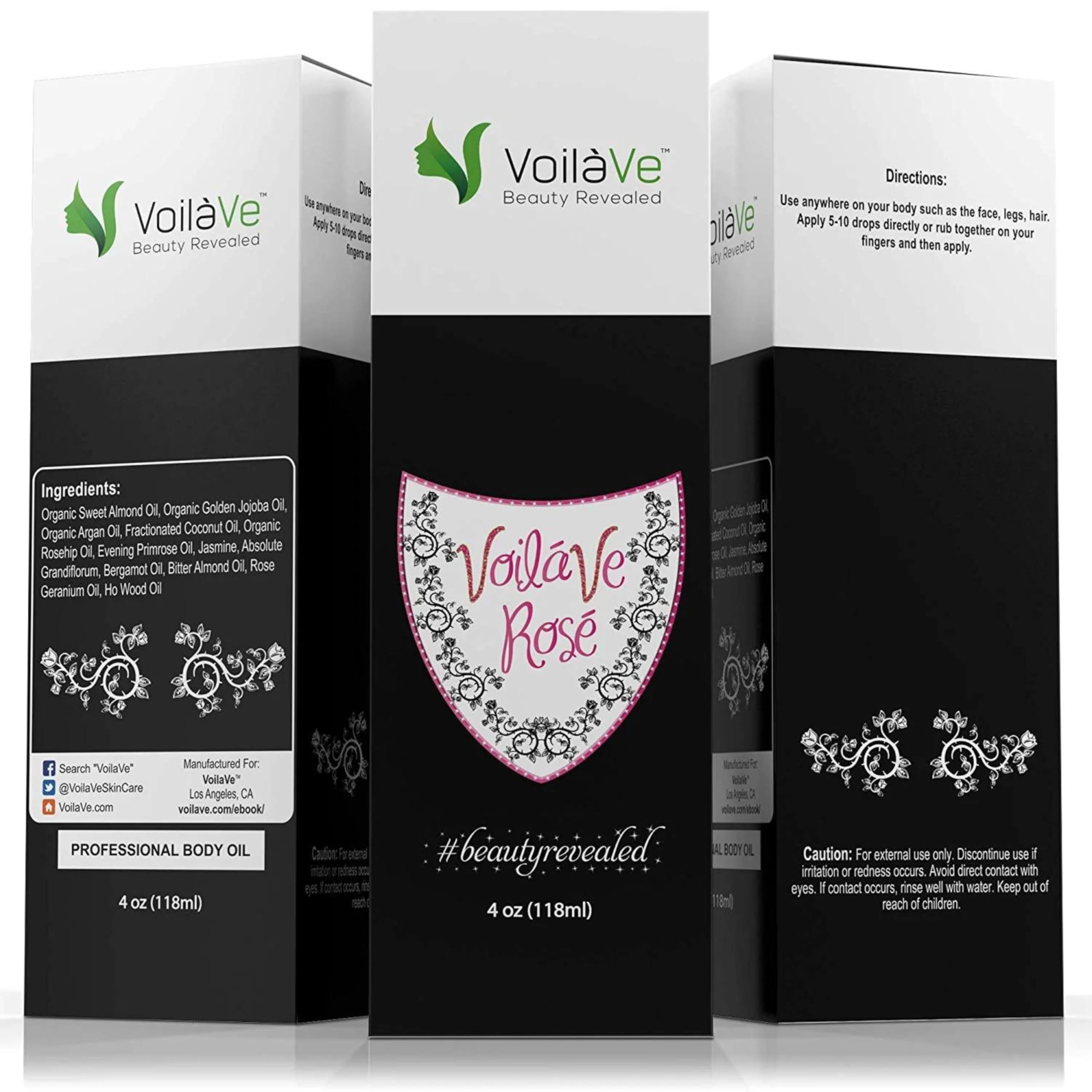 VoilaVe Organic Rose Oil for Face, Body & Hair - Natural Moisturizer for Dry Skin, Scalp, Nails & Cuticles - Anti-Aging Treatment Reduces Wrinkles, Scars & Stretch Marks - Infused with Rose Petals & Bergamot Essential Oil - 4 Fl Oz - Perfect for Daily Skincare, Massage & Aromatherapy