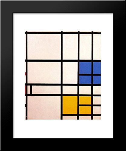 Piet Mondrian Composition No. 11 London Framed Art Print 20x24 - Blue Red Yellow Abstract Canvas Wall Decor for Living Room, Office & Modern Home