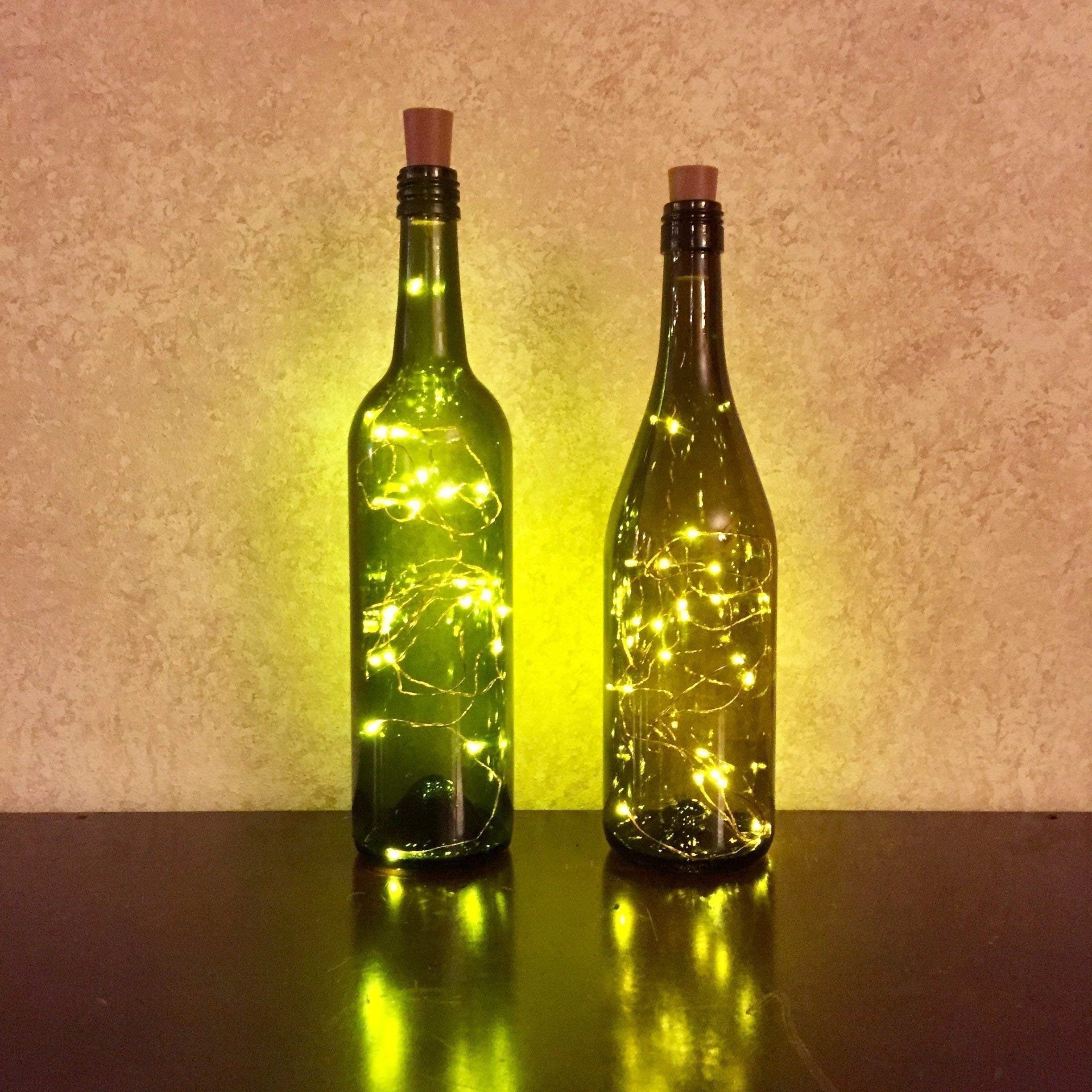 LED Wine Bottle with Twinkle Fairy Lights - Battery Powered Cork Light for Romantic Dinners, Wedding Decor & Home Ambiance - White String Lights