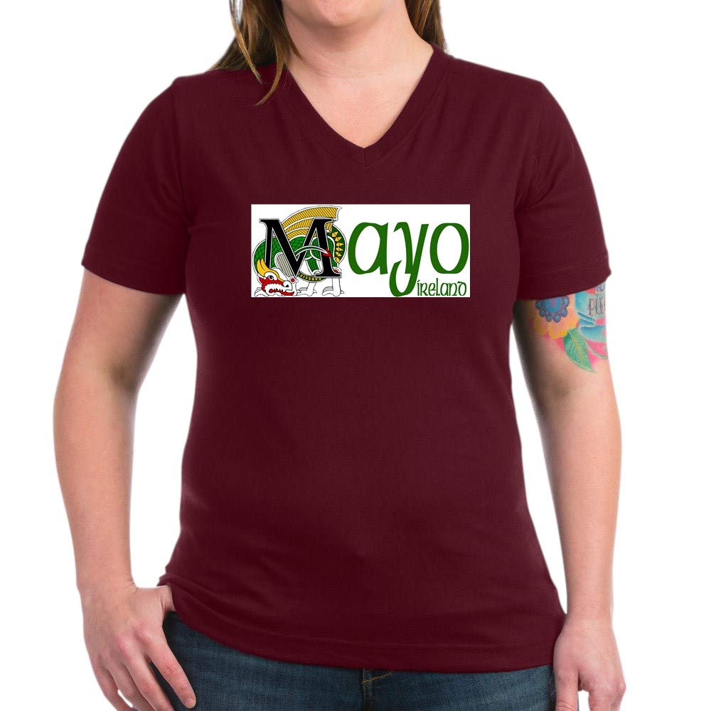 County Mayo Womens Cotton V-Neck T-Shirt - Soft Comfortable Irish Heritage Tee for Casual Wear & St. Patrick's Day