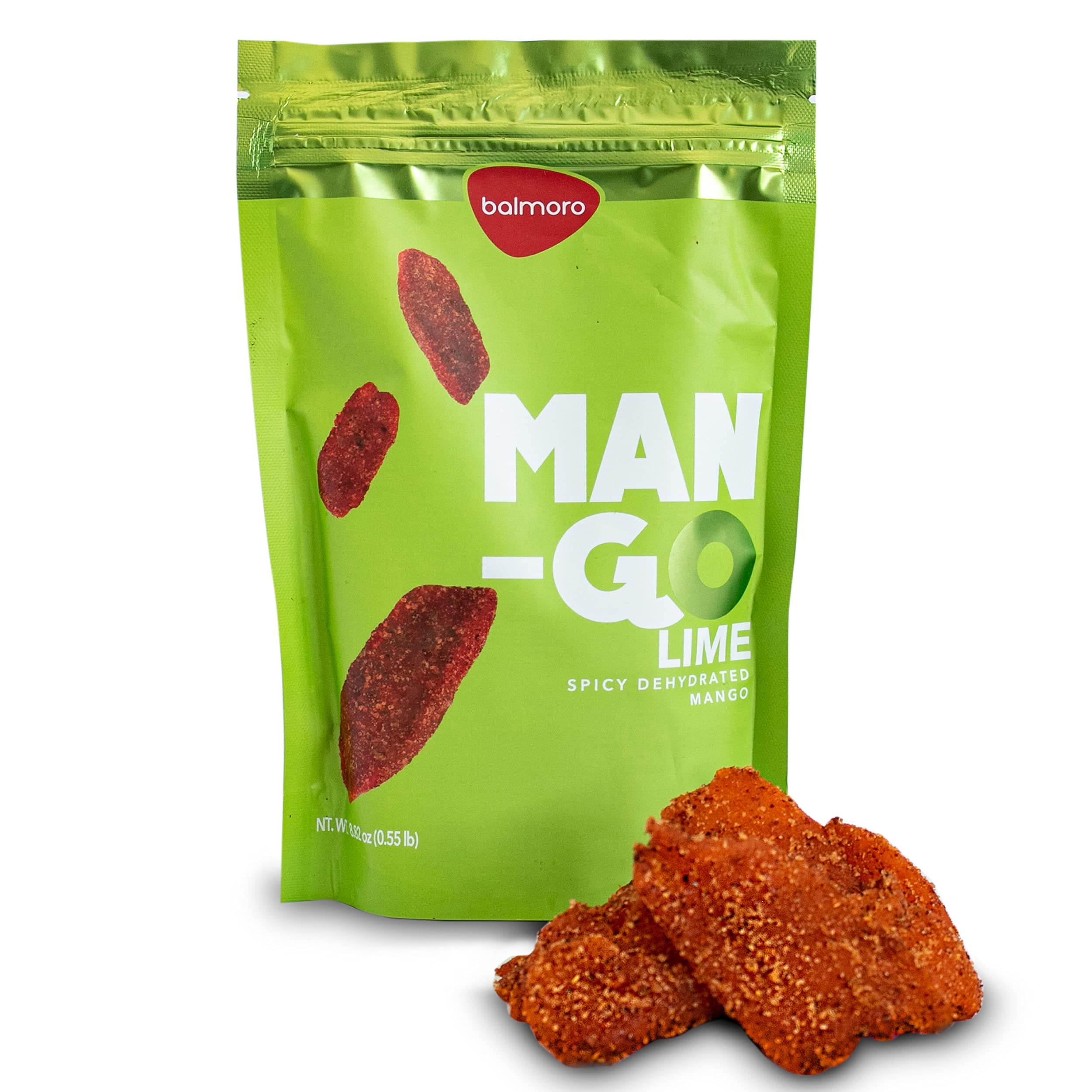 Balmoro Spicy Chili Lime Dehydrated Mango Slices - 8.8 oz Dried Mango with Chili & Lime - Healthy Vegan Snack for Hiking, Office, or Movie Night - Gluten-Free Sweet & Spicy Fruit Treat