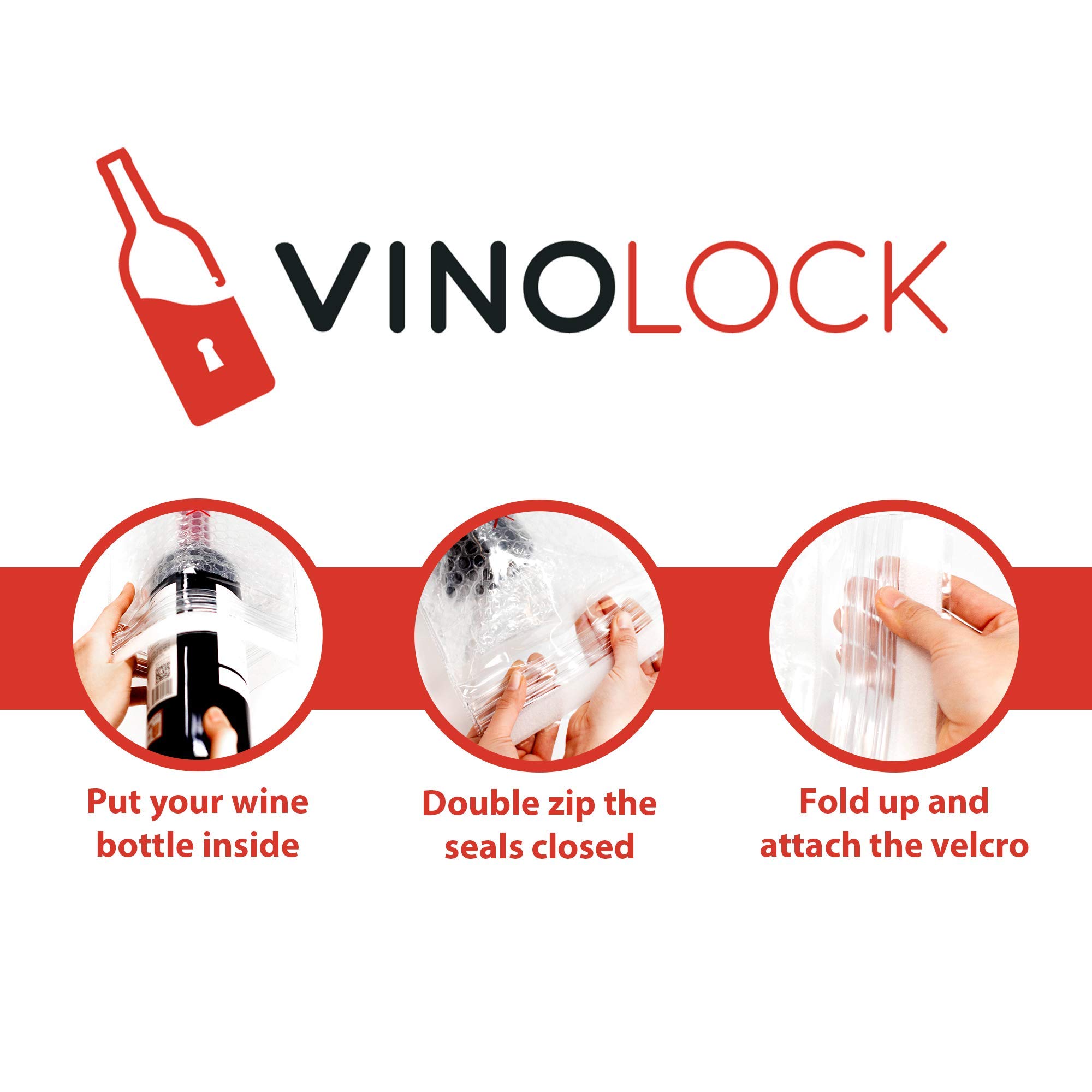 Vinolock Wine Protector Bags for Airline Travel - 6 Pack Set | Leak-Proof & Durable Wine Bottle Protectors | Perfect for Flying, Gifts & Wine Transport