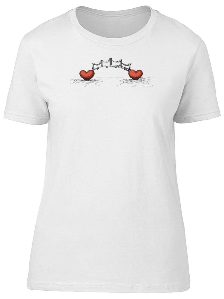 Women's Red Heart Print Bridge Graphic T-Shirt - Casual Comfort Tee for Everyday Wear, Street Style & Outfits