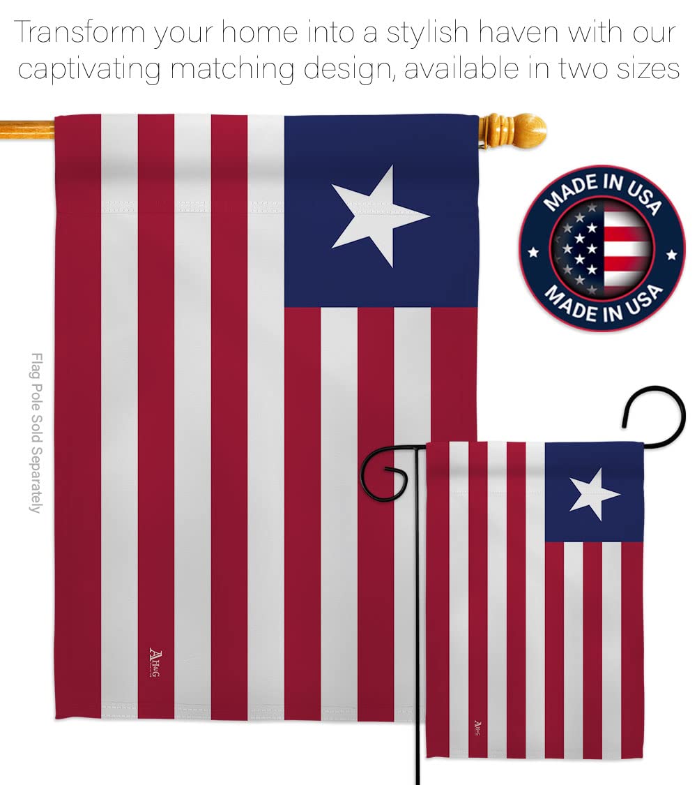 Americana Home & Garden Liberia Double-Sided Garden Flag Set with Stand - USA Made Patriotic Yard Decoration for International Country & Regional Pride - Perfect for Front Porch, Lawn Decor, and National Holiday Celebrations
