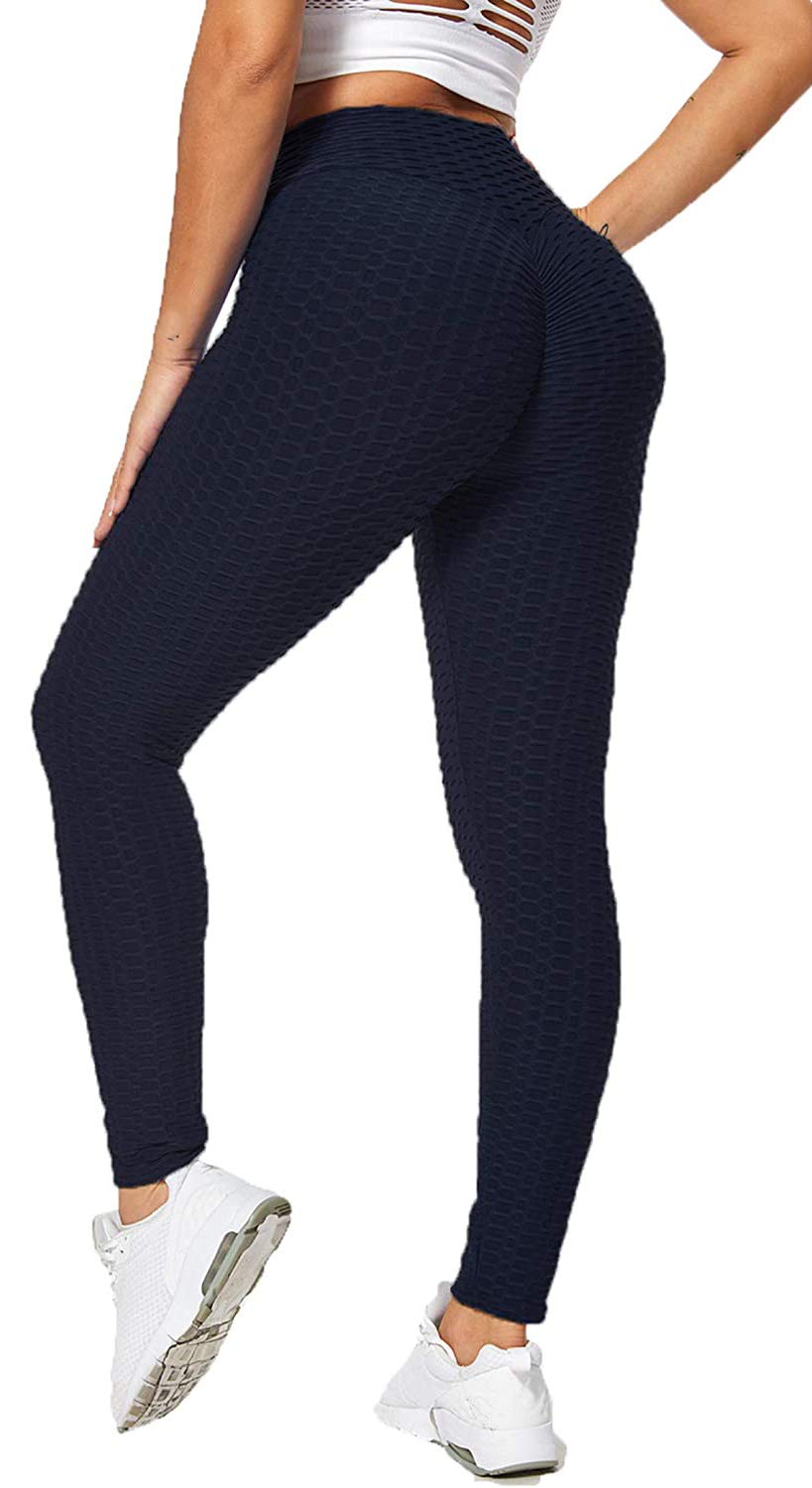 Women's High Waist Booty Lifting Yoga Pants - Tummy Control Ruched Workout Leggings for Running & Gym | Textured Compression Tights for Women