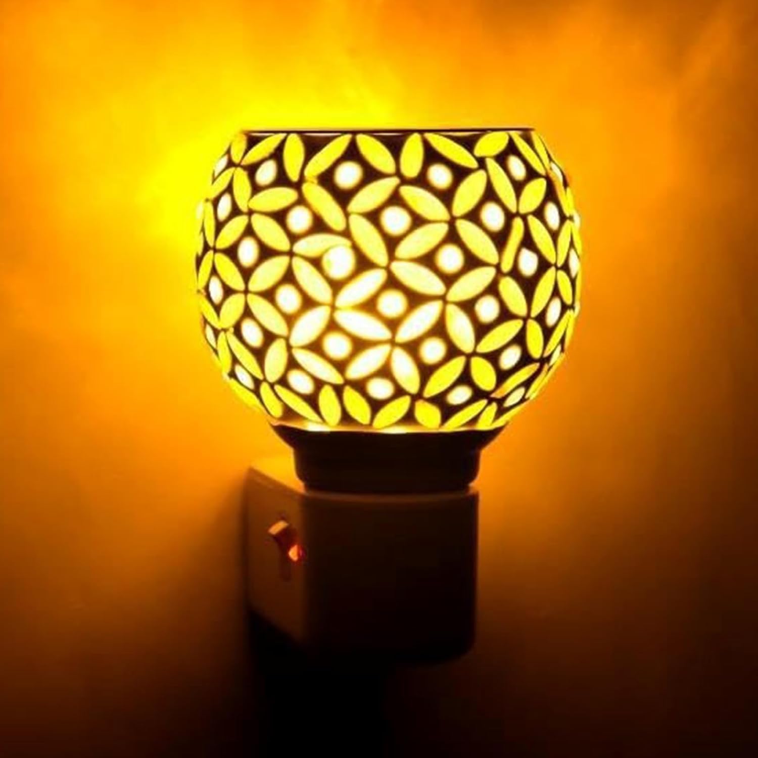 Premium Ceramic Star Camphor Diffuser & Night Light - Electric Aroma Incense Burner for Home, Kapoor Dani, Dhoop Burner - Perfect for Relaxation, Meditation & Home Decor (Set of 1, White Ceramic) - Ideal for Bedrooms, Living Rooms & Yoga Spaces